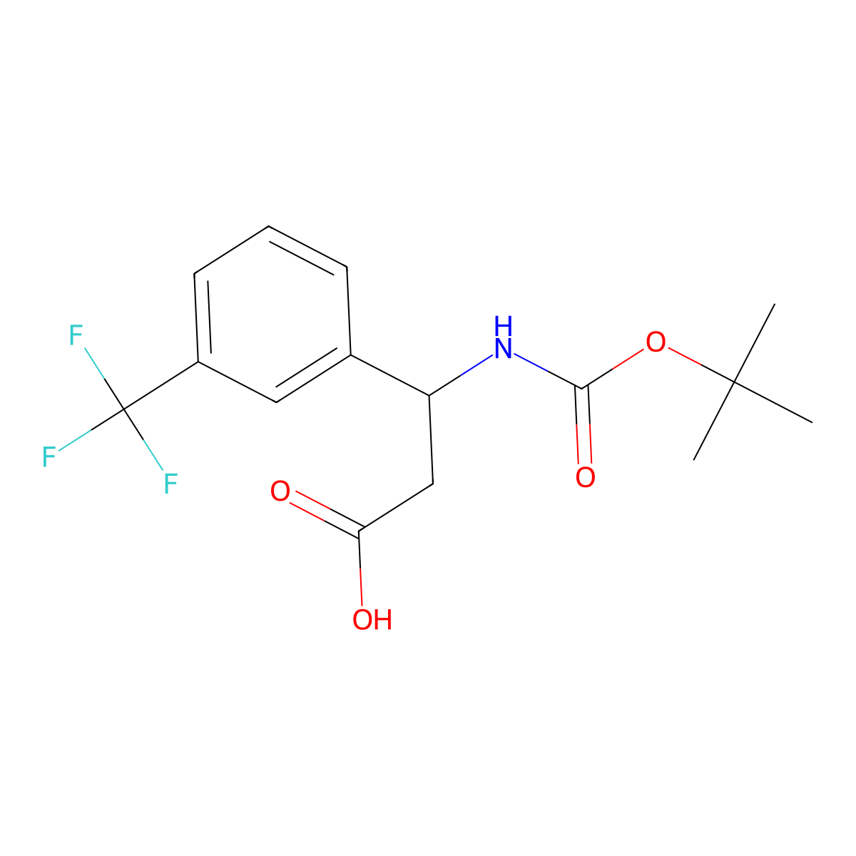 Boc-(s)-3-amino-3-(3-trifluoromethyl-phenyl)-propionic acid molecular structure, CAS 500770-78-5