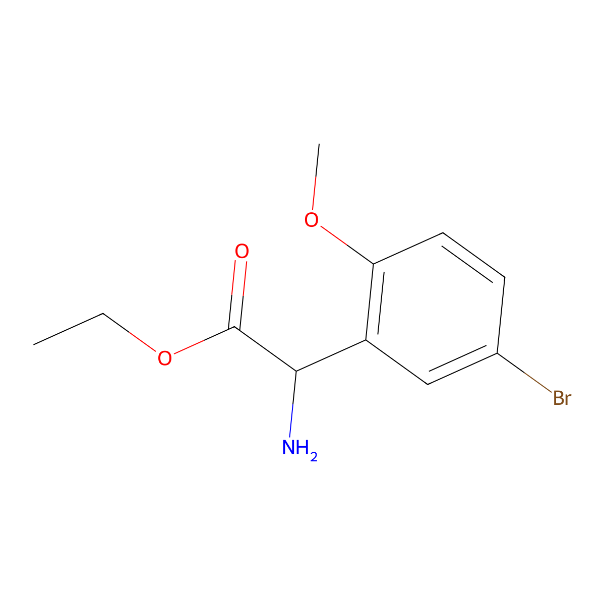 Ethyl 2-amino-2-(5-bromo-2-methoxyphenyl)acetate molecular structure, CAS 500772-53-2