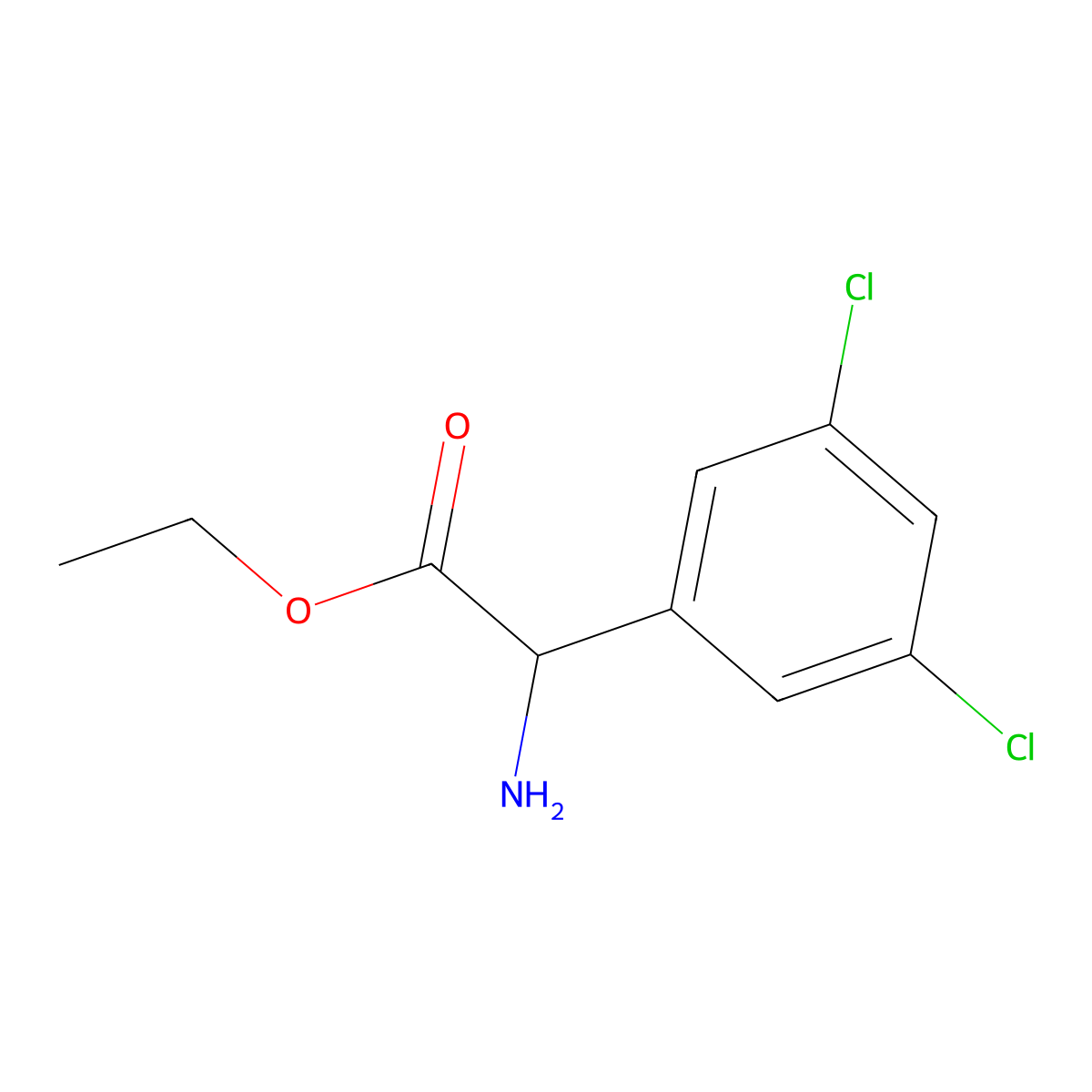 Ethyl 2-amino-2-(3,5-dichlorophenyl)acetate molecular structure, CAS 500772-57-6
