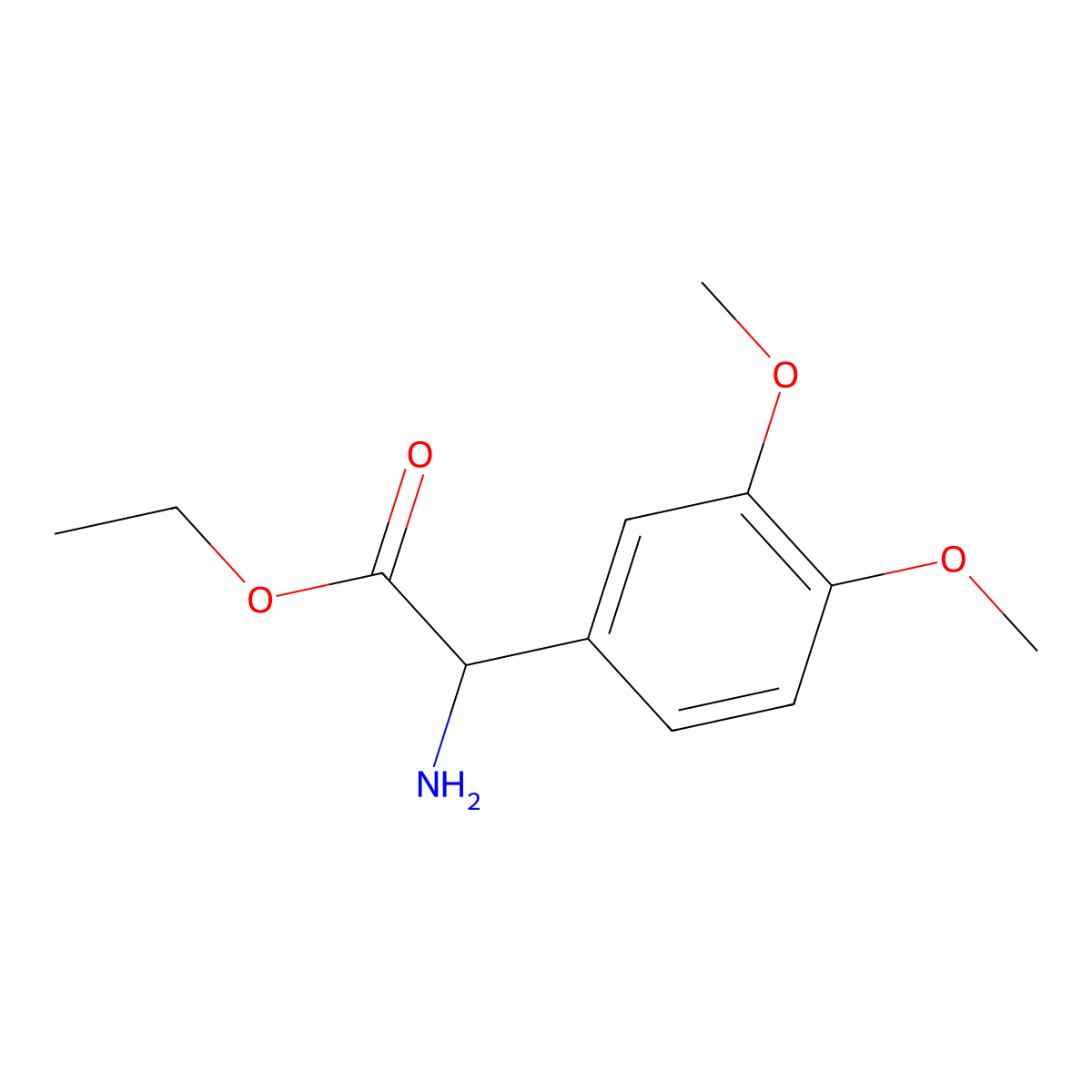 Ethyl 2-amino-2-(3,4-dimethoxyphenyl)acetate molecular structure, CAS 500772-78-1