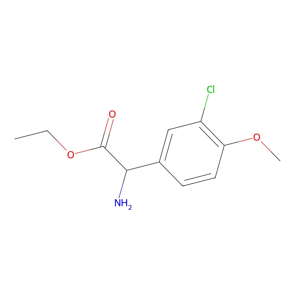 Ethyl 2-amino-2-(3-chloro-4-methoxyphenyl)acetate molecular structure, CAS 500772-98-5