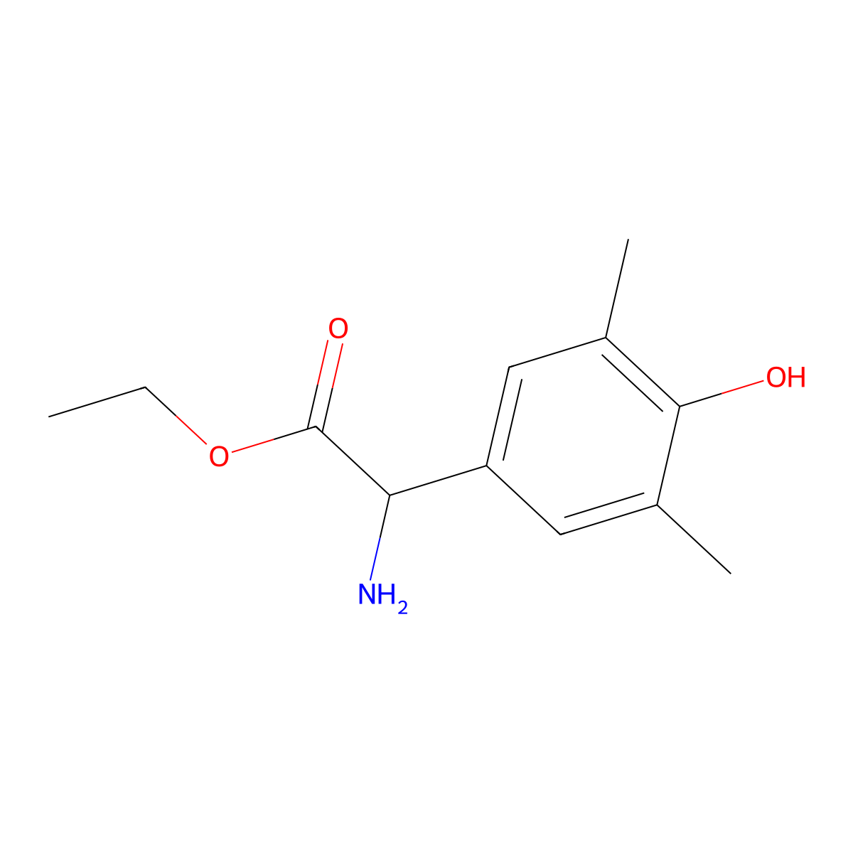 Ethyl 2-amino-2-(4-hydroxy-3,5-dimethylphenyl)acetate molecular structure, CAS 500773-03-5