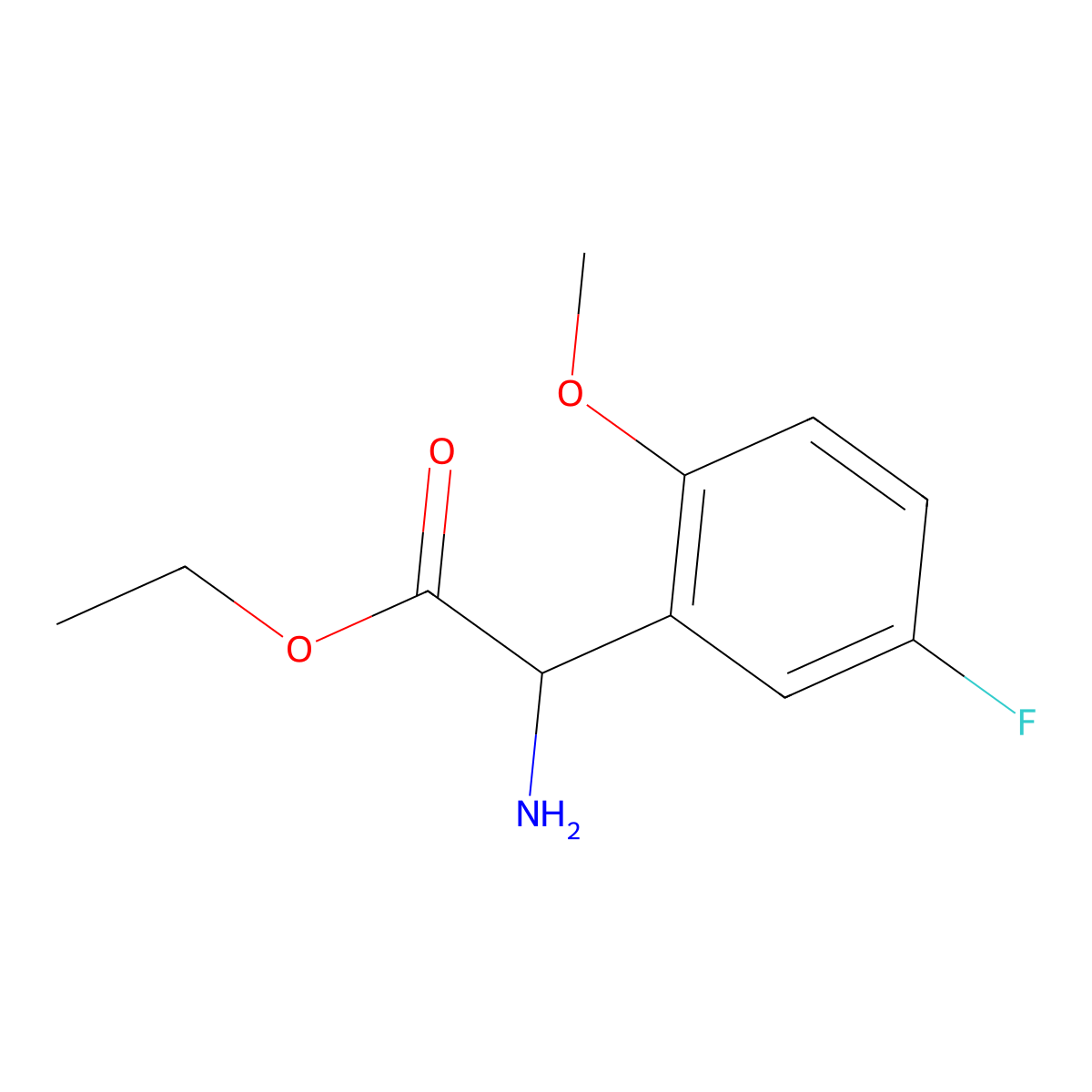 Ethyl 2-amino-2-(5-fluoro-2-methoxyphenyl)acetate molecular structure, CAS 500773-07-9