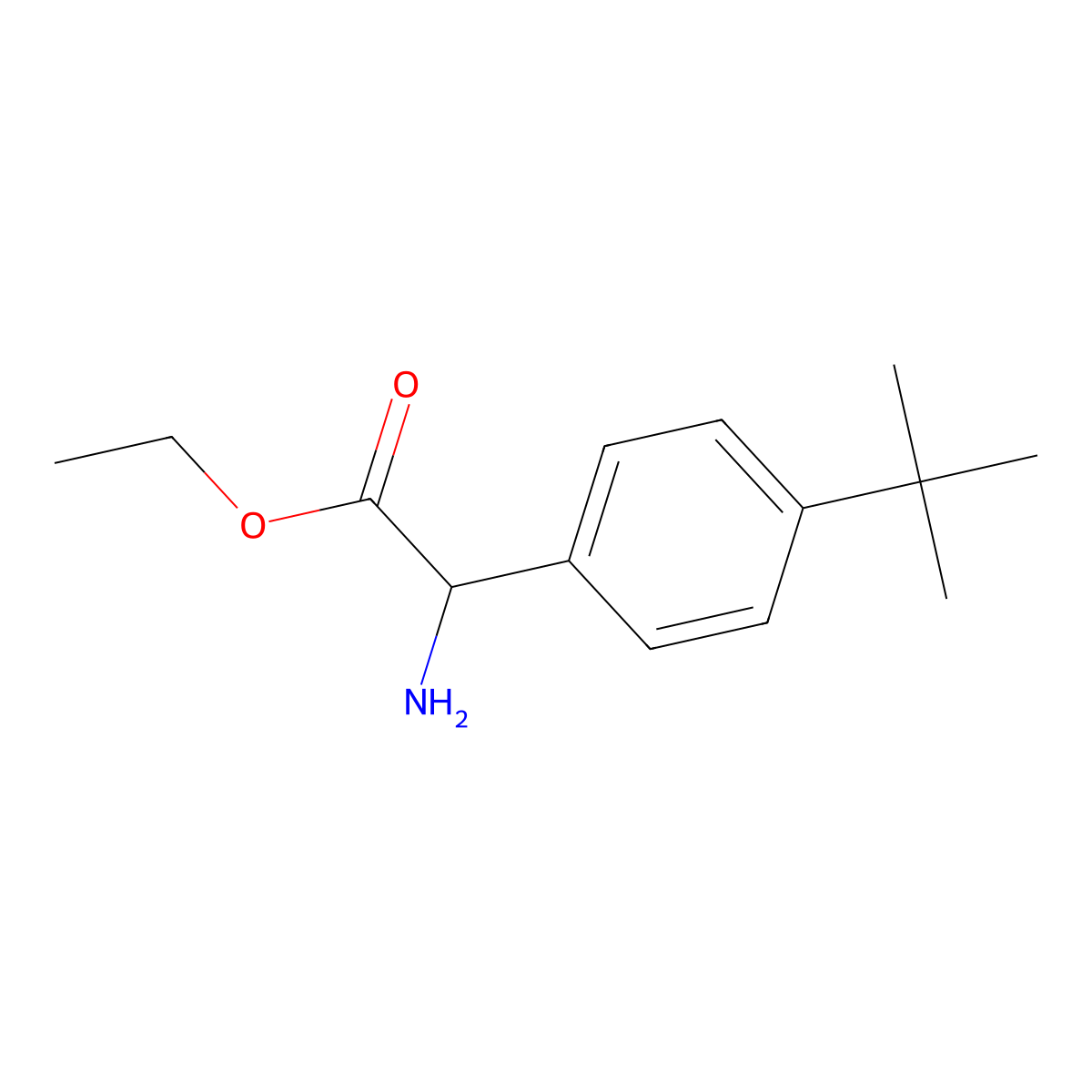 Ethyl 2-amino-2-(4-tert-butylphenyl)acetate molecular structure, CAS 500773-28-4