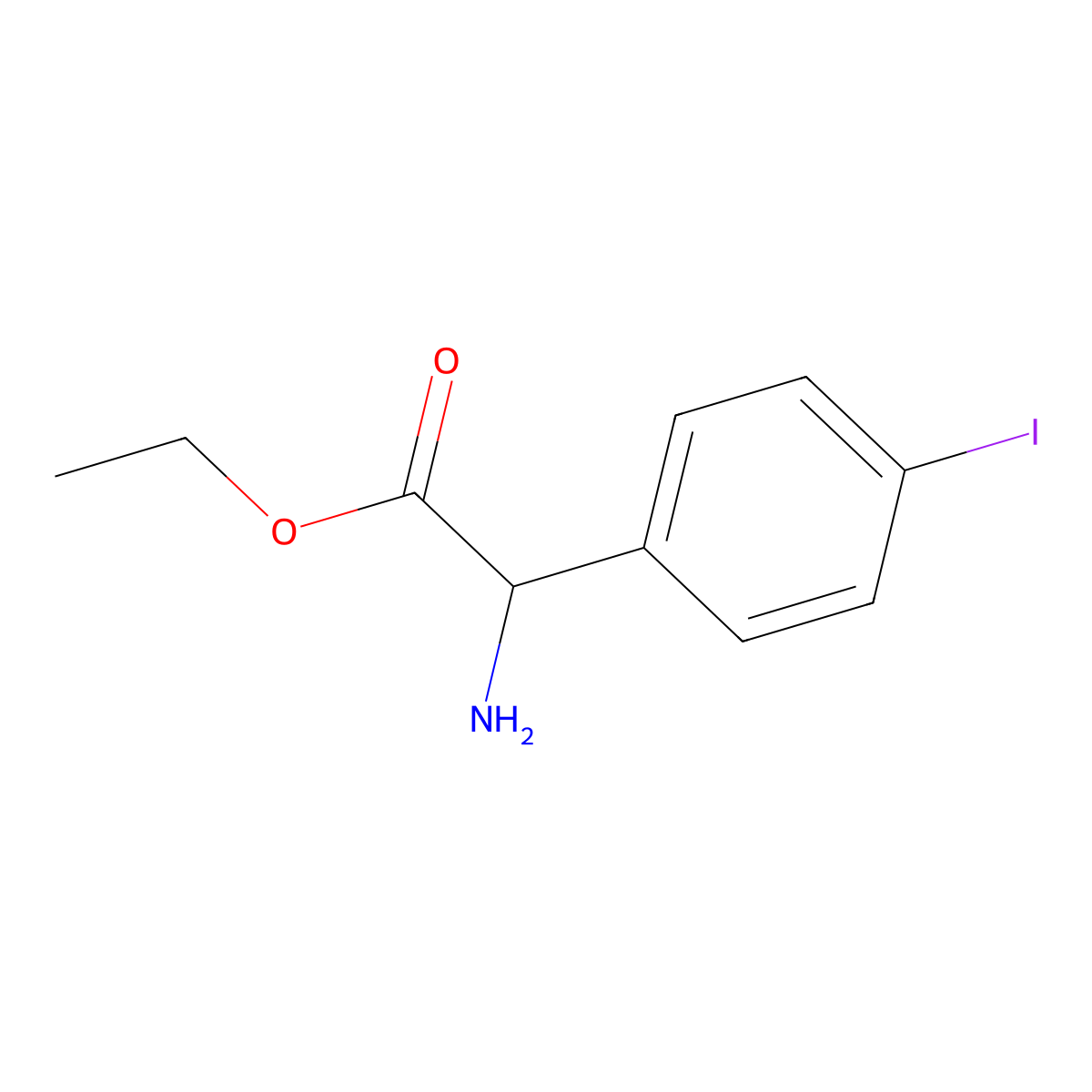 Ethyl 2-amino-2-(4-iodophenyl)acetate molecular structure, CAS 500773-33-1