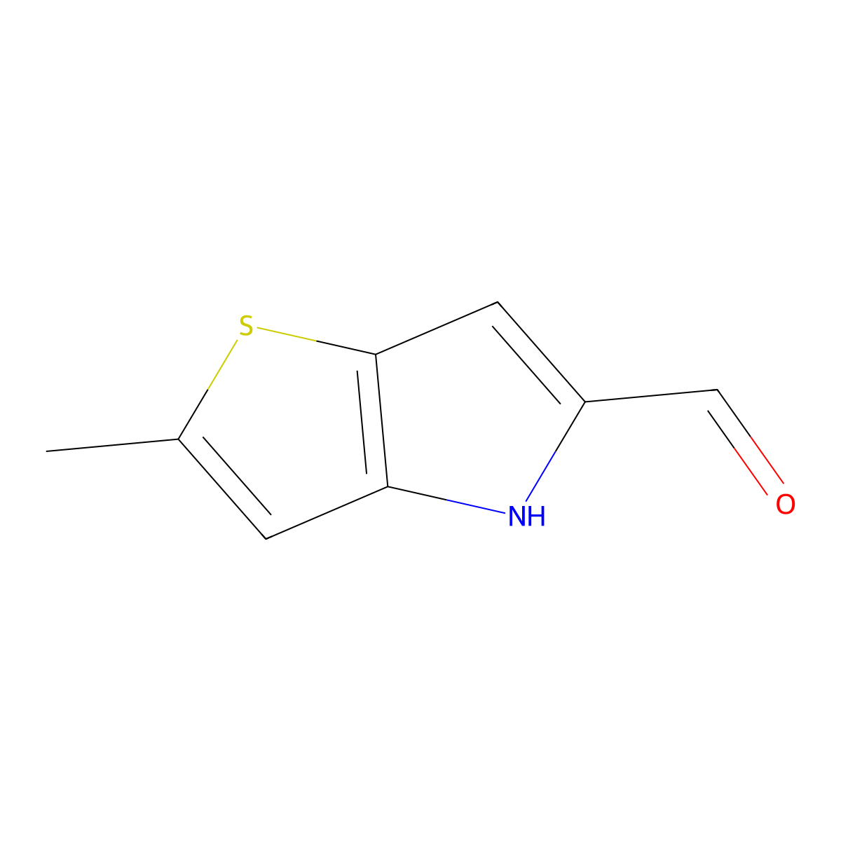 2-methyl-4H-thieno[3,2-b]pyrrole-5-carbaldehyde molecular structure, CAS 500784-51-0