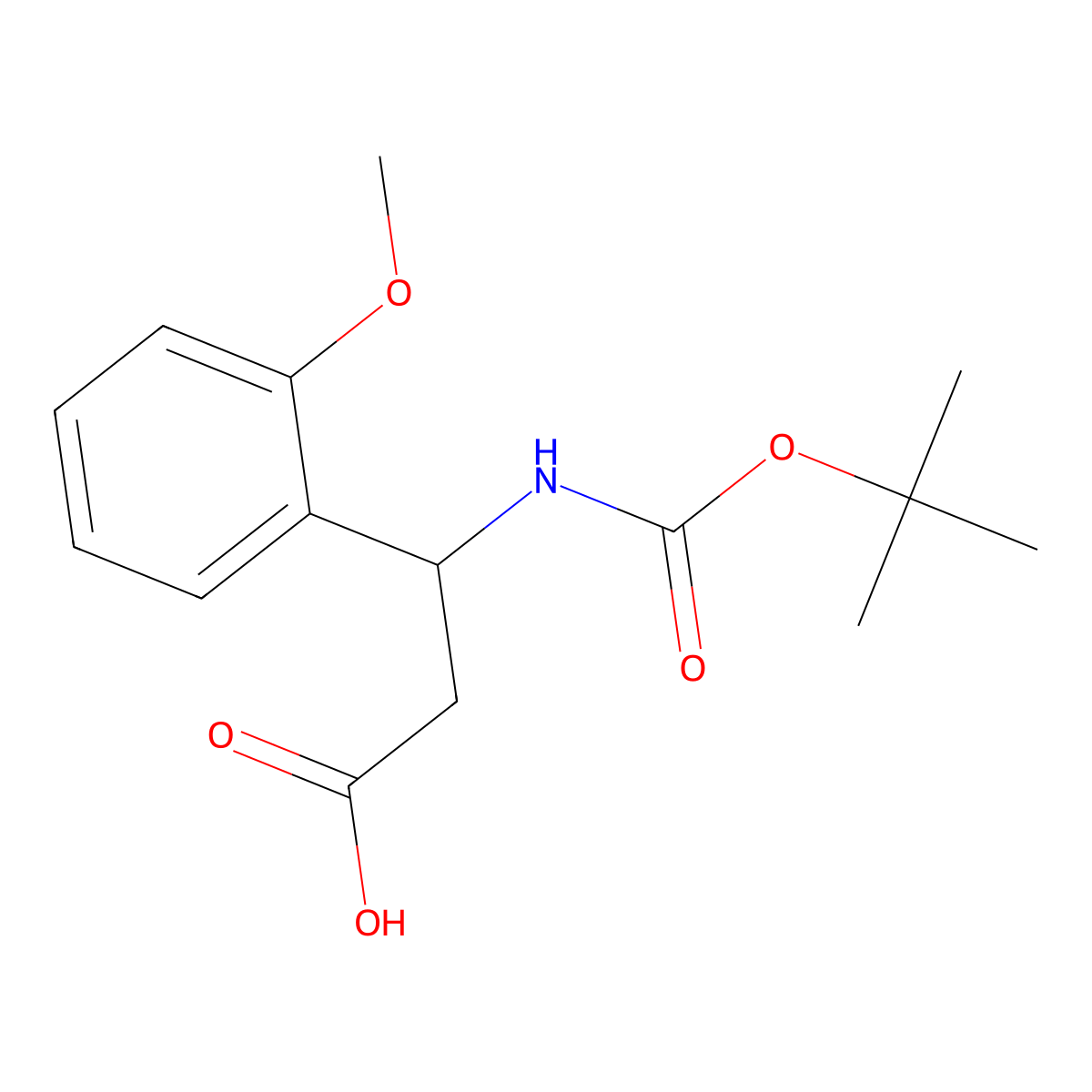 (R)-3-((tert-Butoxycarbonyl)amino)-3-(2-methoxyphenyl)propanoic acid molecular structure, CAS 500788-85-2