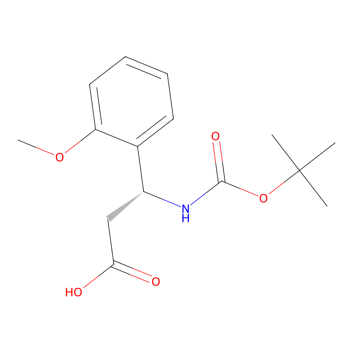 (R)-3-((tert-Butoxycarbonyl)amino)-3-(2-methoxyphenyl)propanoic acid molecular structure, CAS 500788-85-2