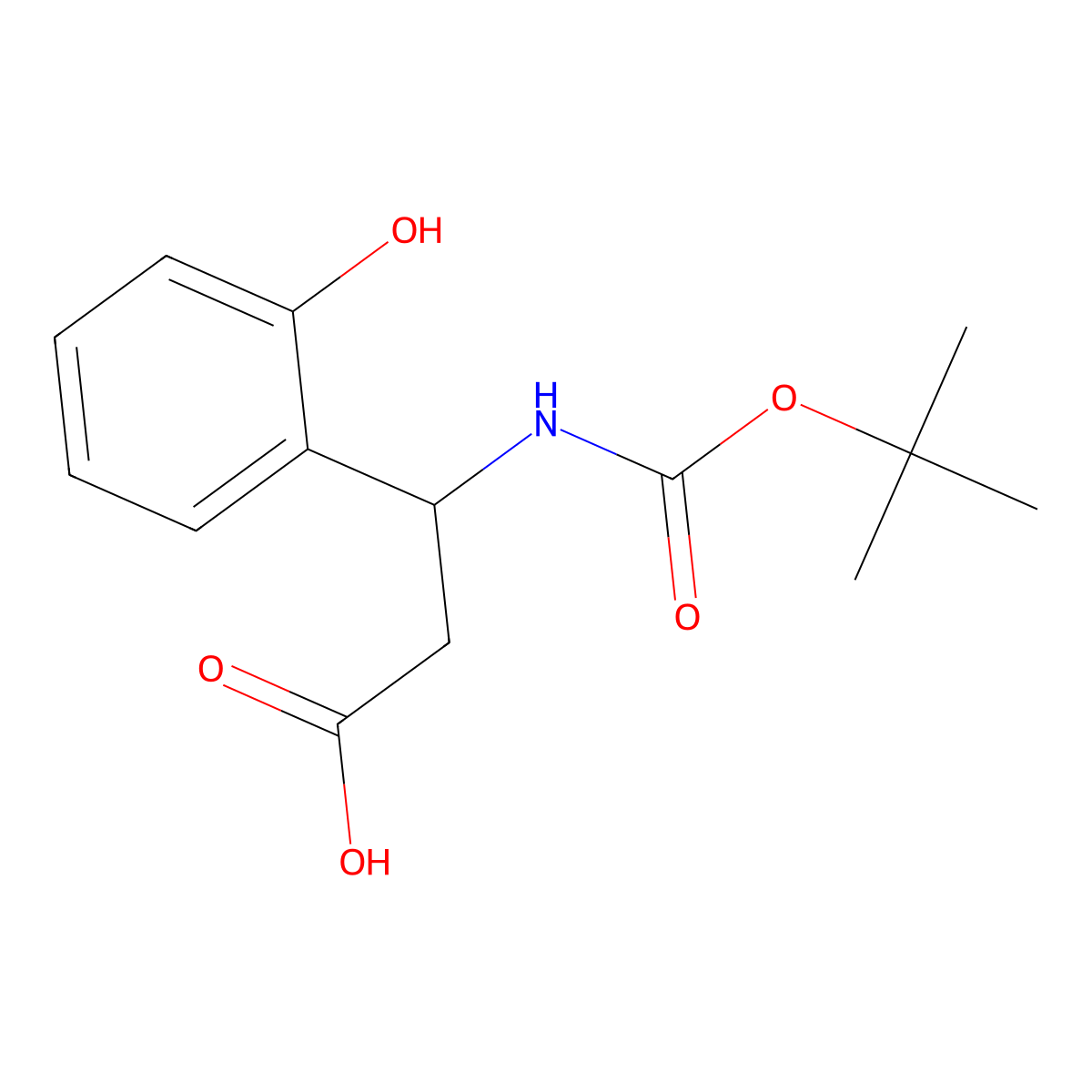 (R)-3-((tert-Butoxycarbonyl)amino)-3-(2-hydroxyphenyl)propanoic acid molecular structure, CAS 500788-88-5