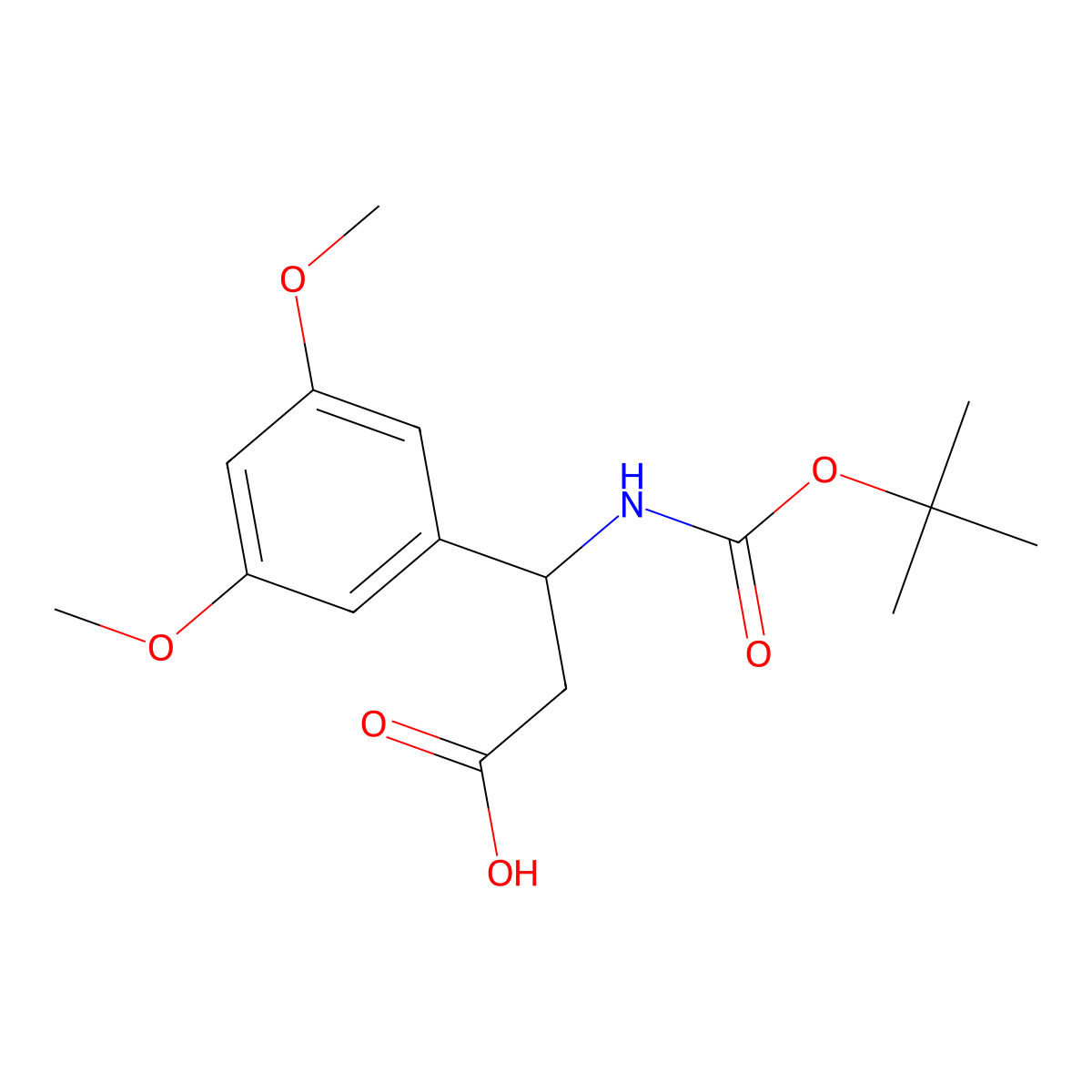 Boc-(R)-3-Amino-3-(3,5-dimethoxy-phenyl)-propionic acid molecular structure, CAS 500788-94-3