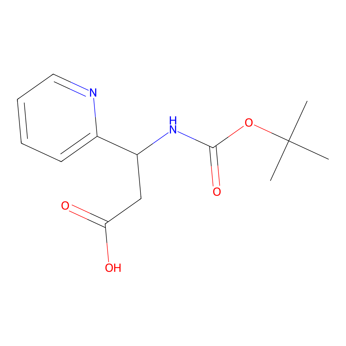(3R)-3-{[(tert-butoxy)carbonyl]amino}-3-(pyridin-2-yl)propanoic acid molecular structure, CAS 500788-95-4