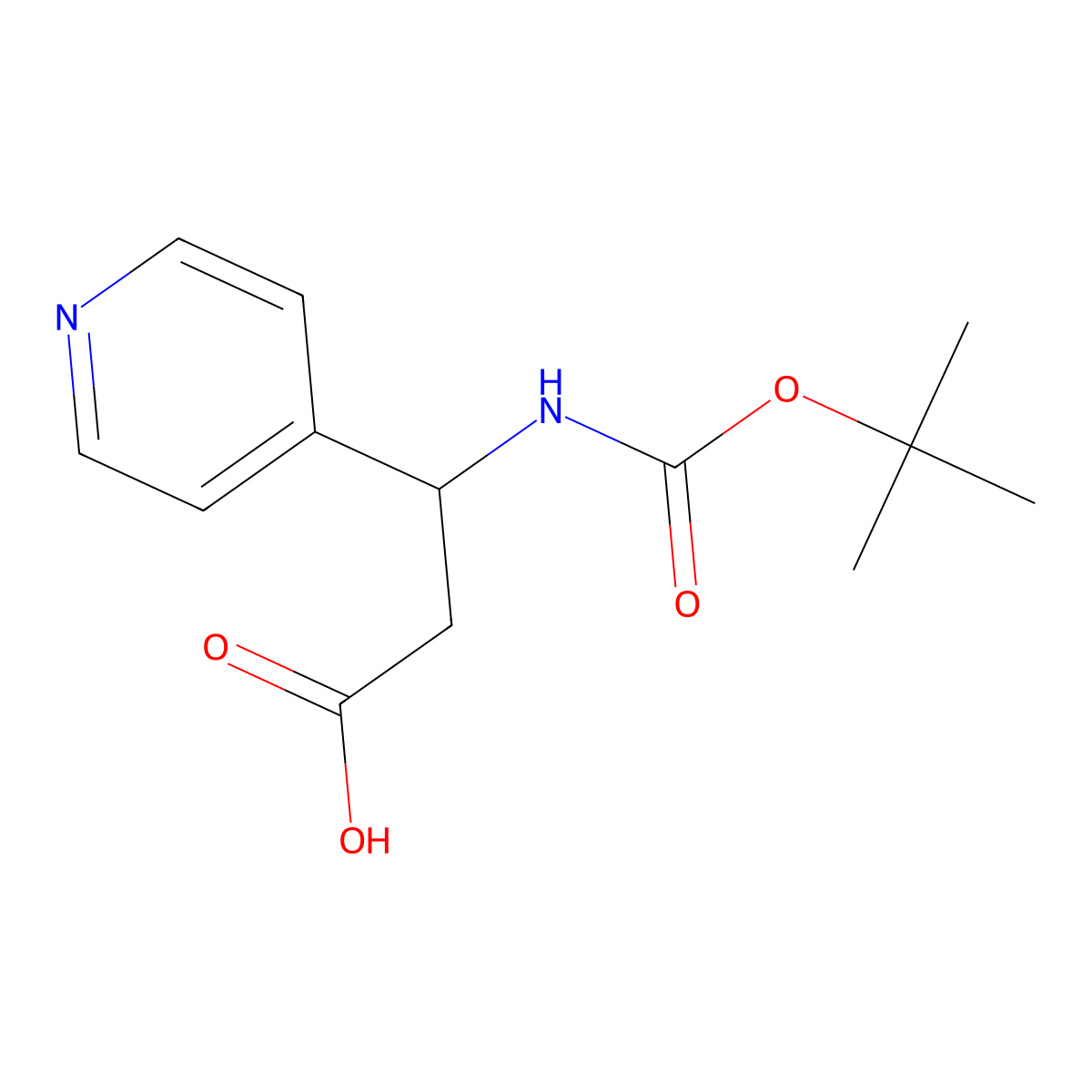 (3R)-3-{[(tert-butoxy)carbonyl]amino}-3-(pyridin-4-yl)propanoic acid molecular structure, CAS 500788-97-6
