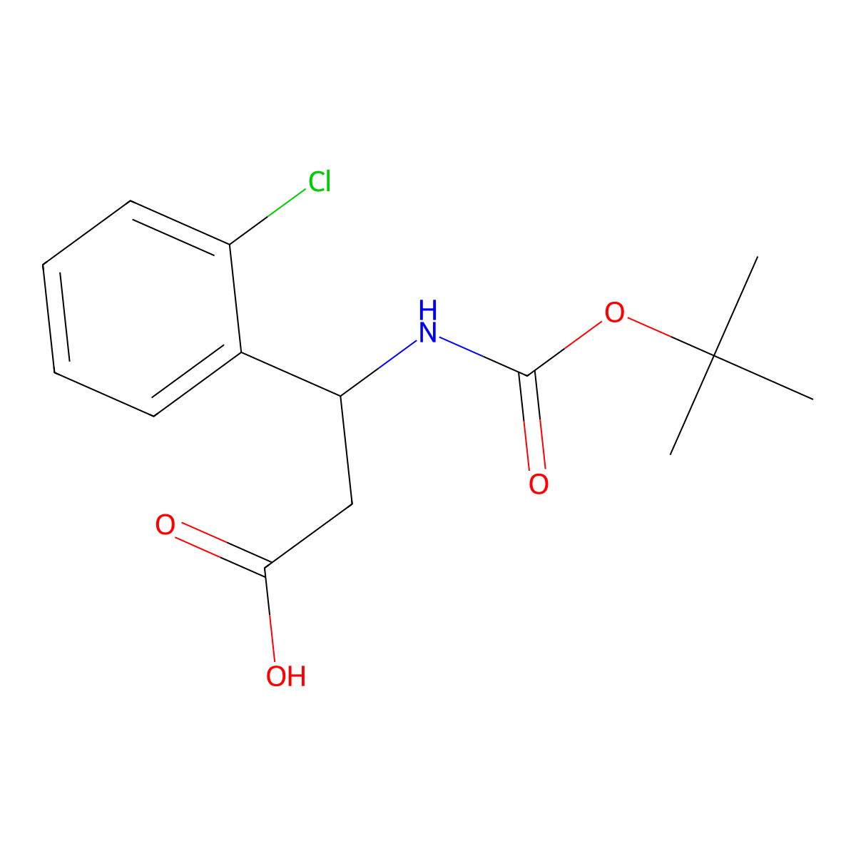 (R)-3-((tert-Butoxycarbonyl)amino)-3-(2-chlorophenyl)propanoic acid molecular structure, CAS 500789-05-9