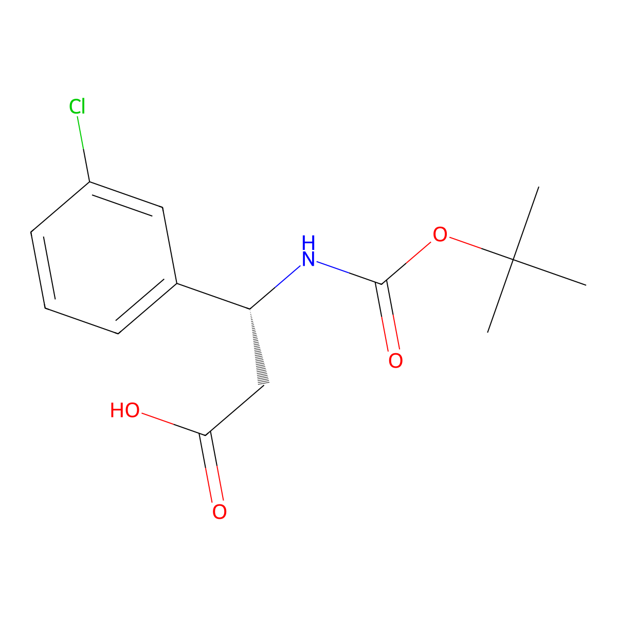 (R)-3-((tert-Butoxycarbonyl)amino)-3-(3-chlorophenyl)propanoic acid molecular structure, CAS 500789-06-0