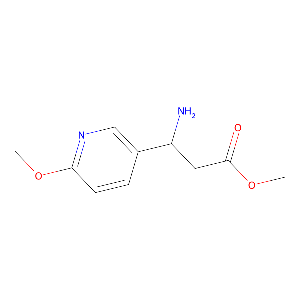 Methyl (3S)-3-amino-3-(6-methoxy(3-pyridyl))propanoate molecular structure, CAS 500795-52-8