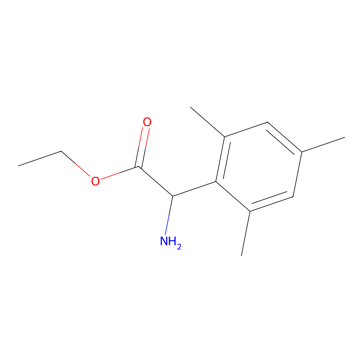 Ethyl 2-amino-2-(2,4,6-trimethylphenyl)acetate molecular structure, CAS 500858-13-9