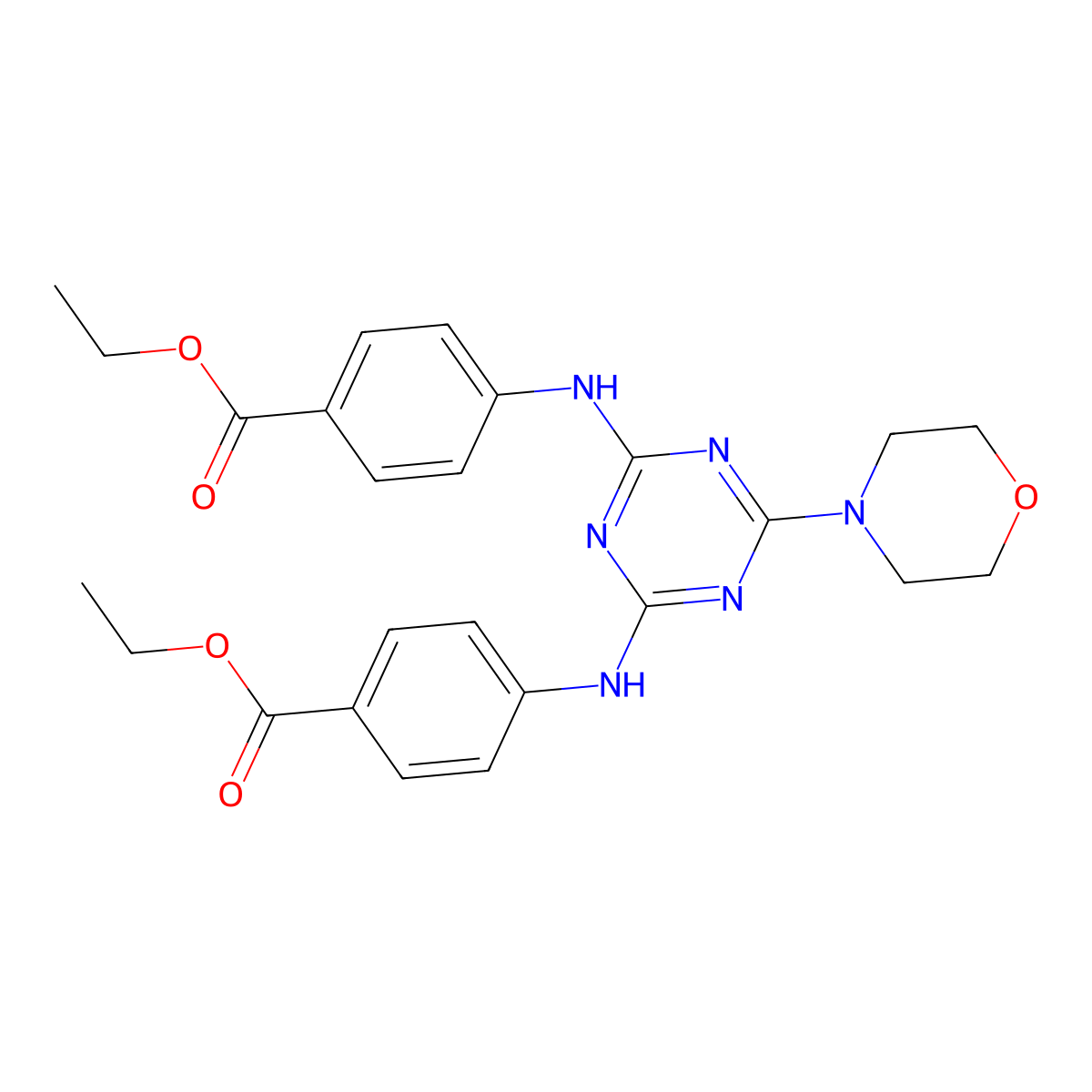 Ethyl 4-[[4-(4-ethoxycarbonylanilino)-6-morpholin-4-yl-1,3,5-triazin-2-yl]amino]benzoate molecular structure, CAS 500862-24-8