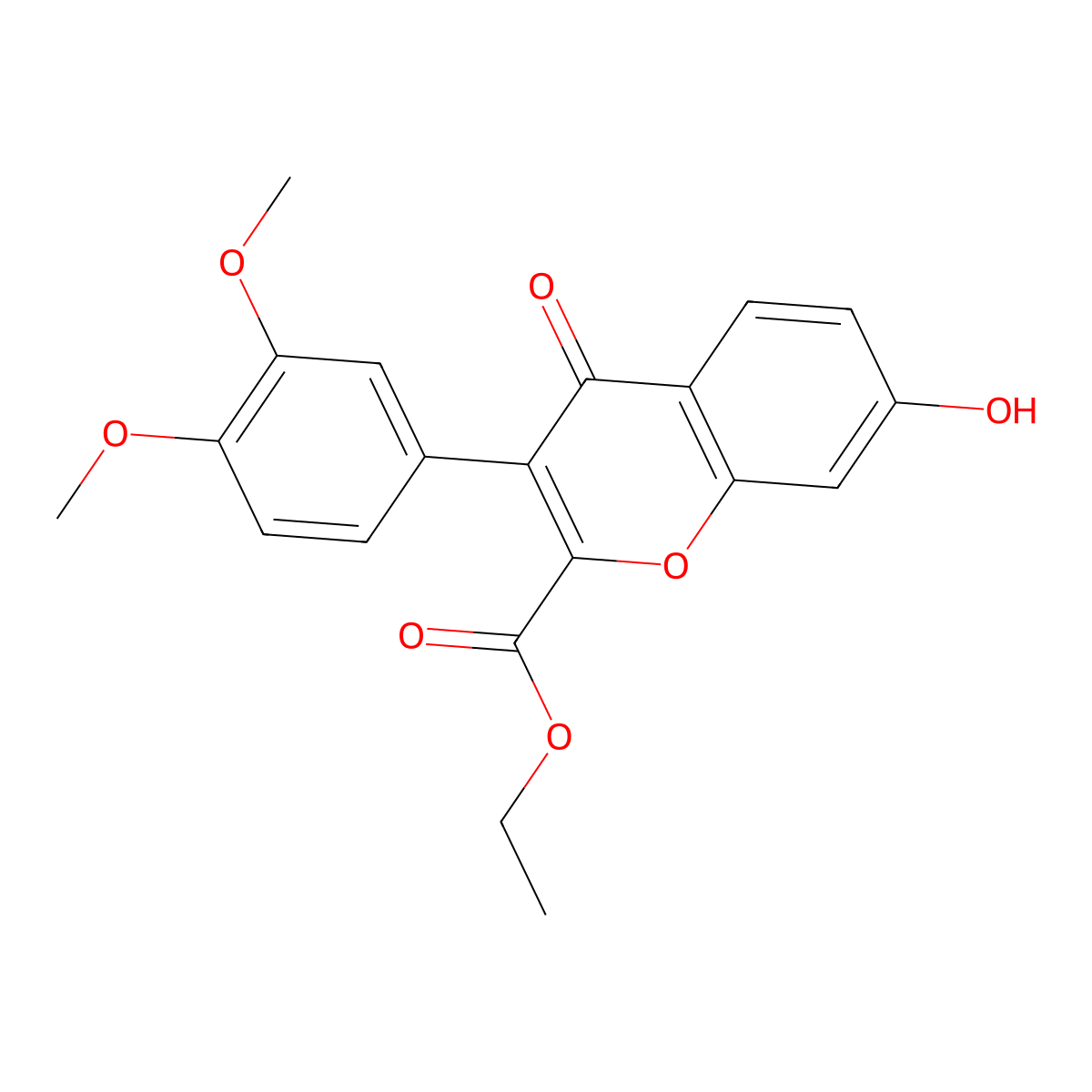 Ethyl 3-(3,4-dimethoxyphenyl)-7-hydroxy-4-oxochromene-2-carboxylate molecular structure, CAS 500865-17-8
