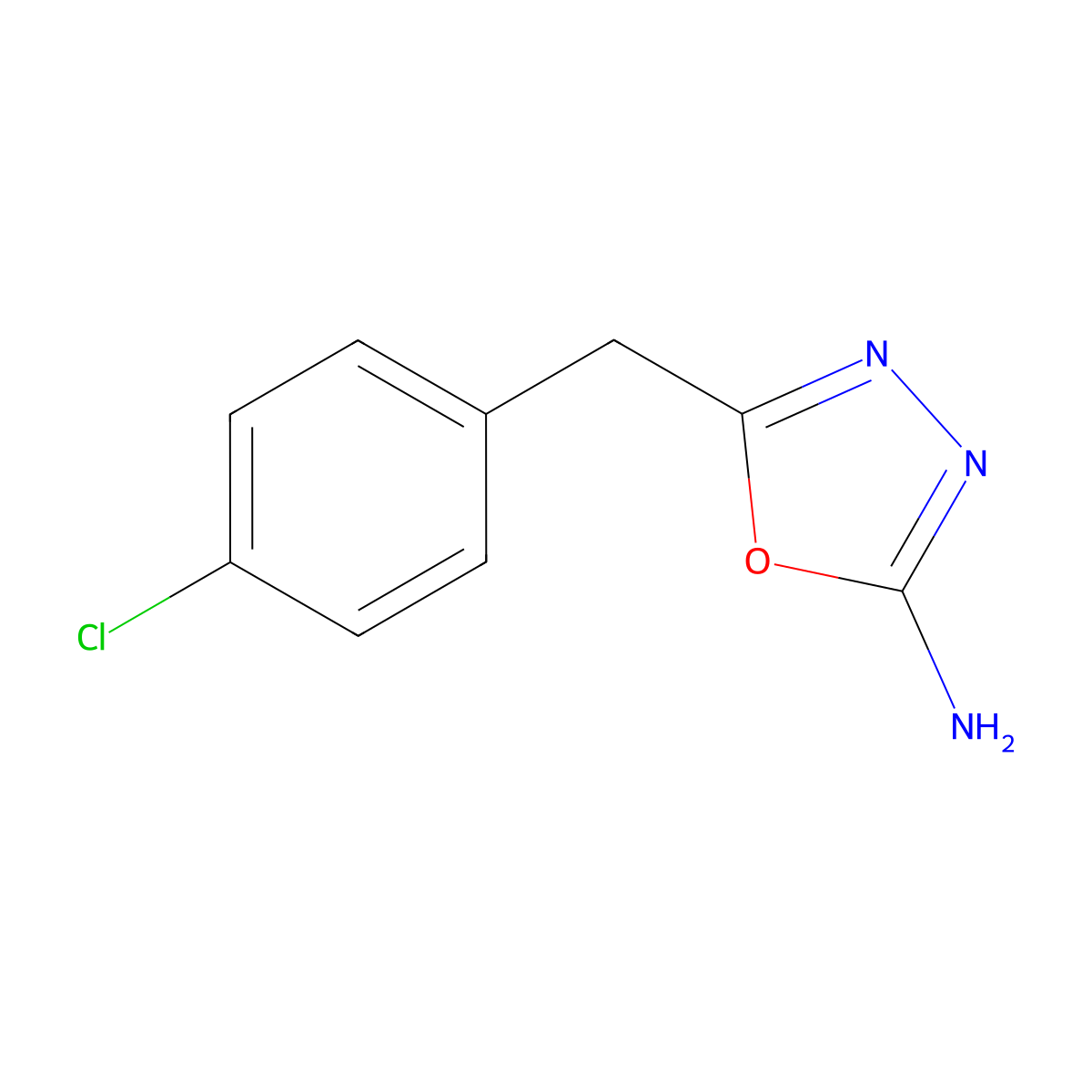 5-[(4-Chlorophenyl)methyl]-1,3,4-oxadiazol-2-amine molecular structure, CAS 500867-12-9