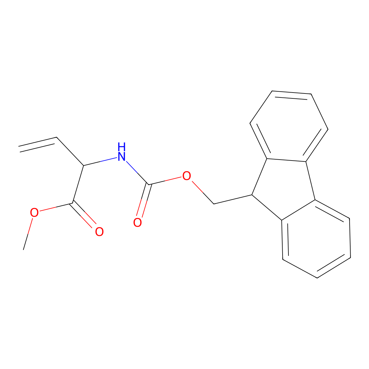 (S)-Methyl 2-((((9H-fluoren-9-yl)methoxy)carbonyl)amino)but-3-enoate molecular structure, CAS 500872-35-5