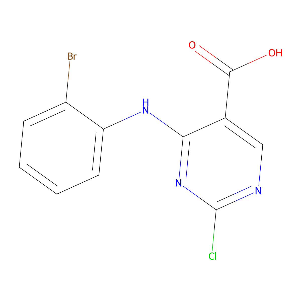 4-[(2-Bromophenyl)amino]-2-chloro-5-pyrimidinecarboxylic acid molecular structure, CAS 500874-48-6