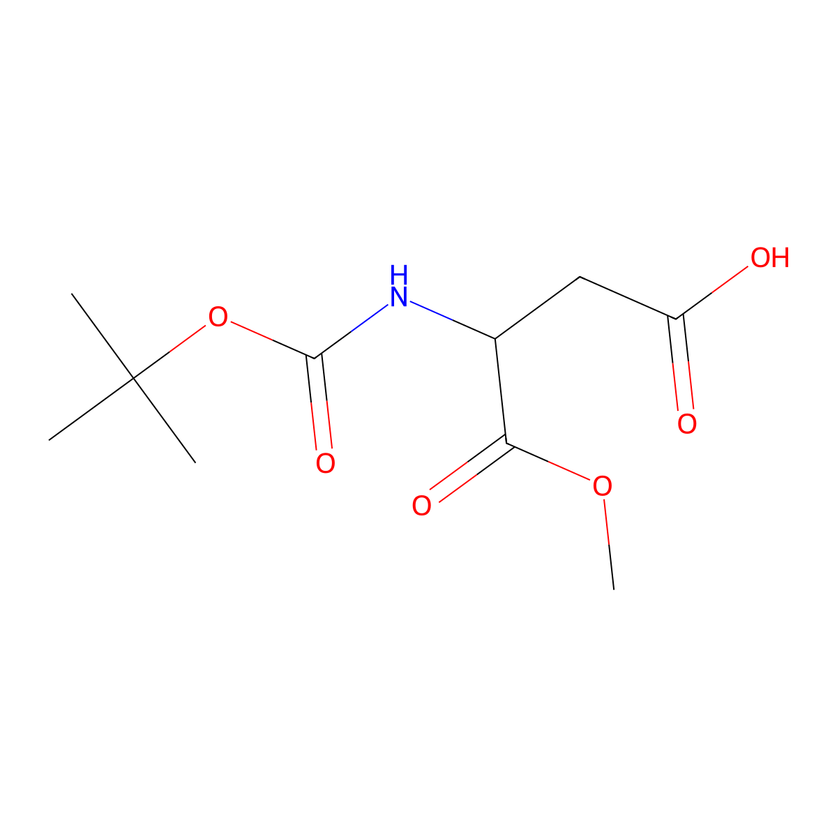 3-((tert-Butoxycarbonyl)amino)-4-methoxy-4-oxobutanoic acid molecular structure, CAS 500895-47-6