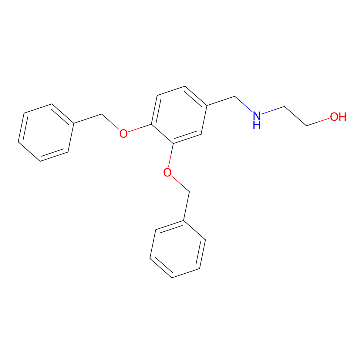 2-((3,4-Bis(benzyloxy)benzyl)amino)ethan-1-ol molecular structure, CAS 500899-98-9