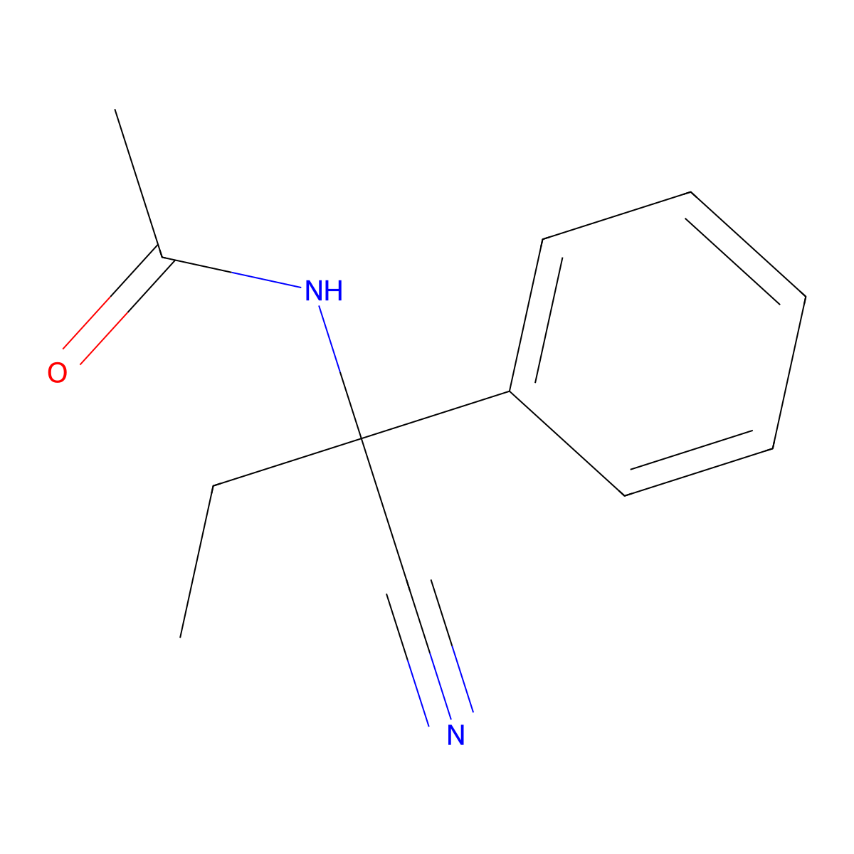 Acetamide, N-(alpha-cyano-alpha-ethylbenzyl)- molecular structure, CAS 5009-07-4