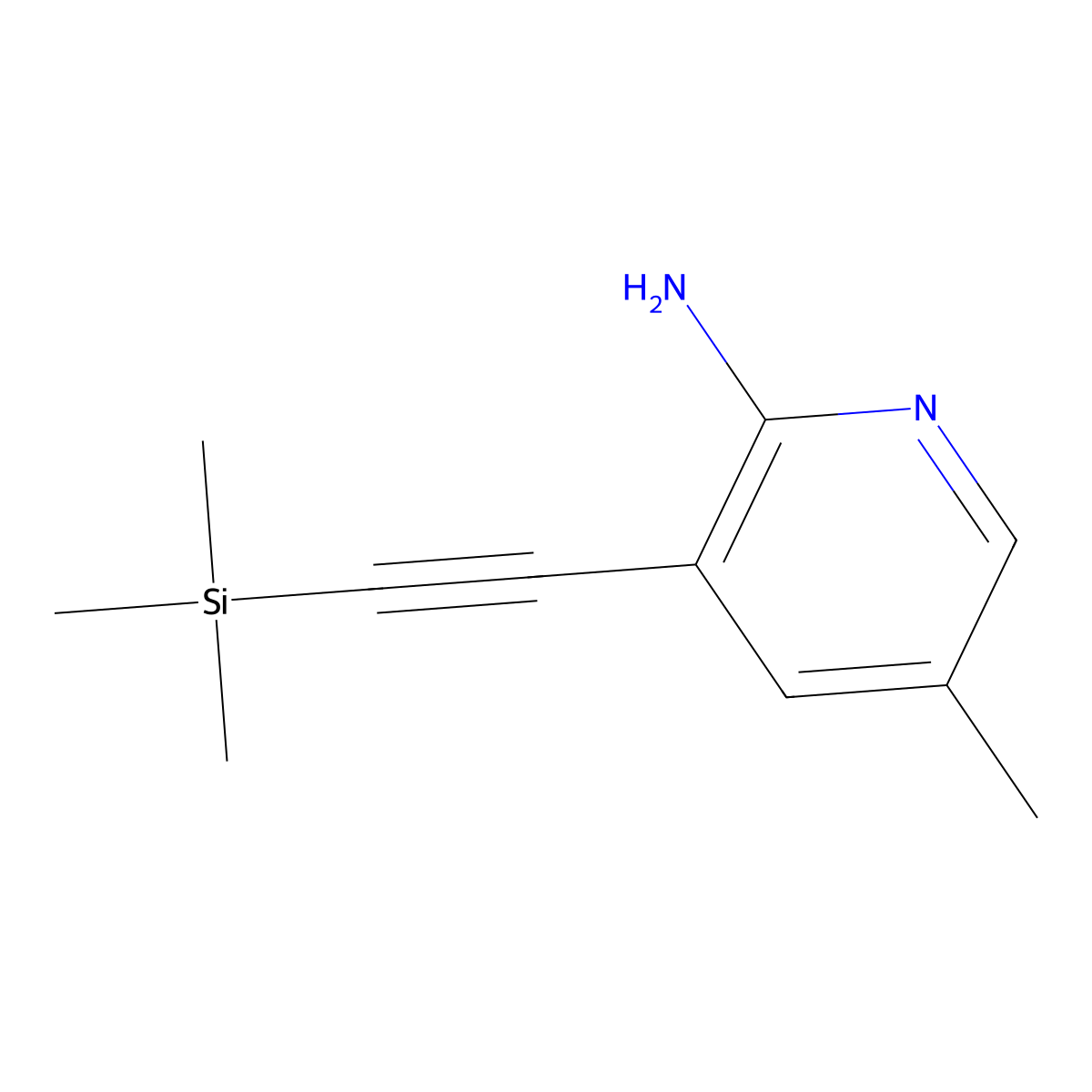 5-Methyl-3-((trimethylsilyl)ethynyl)pyridin-2-amine molecular structure, CAS 500903-95-7