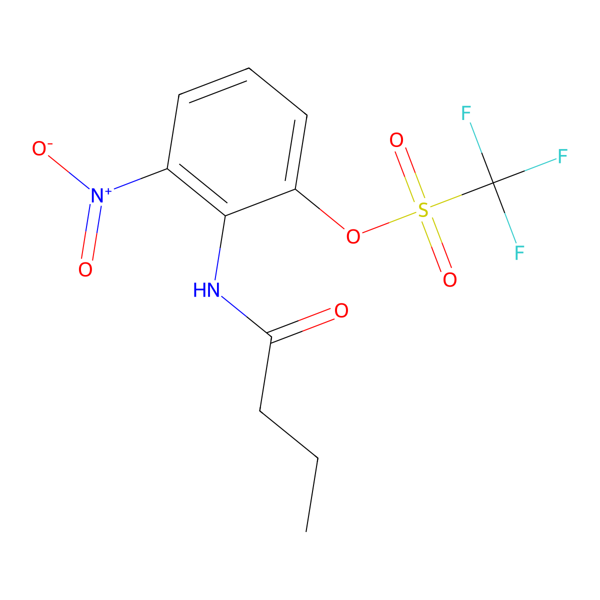 2-Butyramido-3-nitrophenyl trifluoromethanesulfonate molecular structure, CAS 500991-98-0