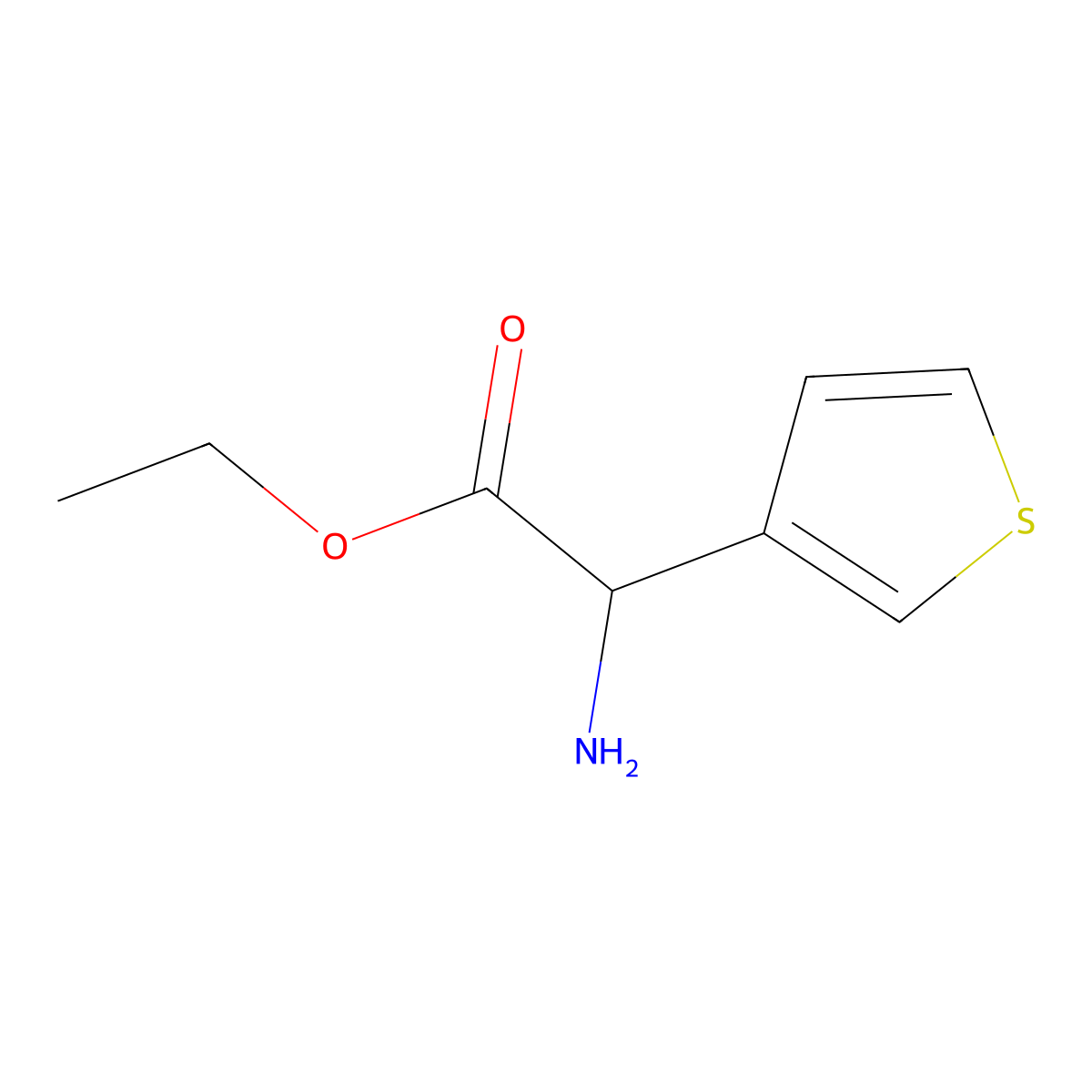 Ethyl 2-amino-2-(thiophen-3-YL)acetate molecular structure, CAS 500993-02-2