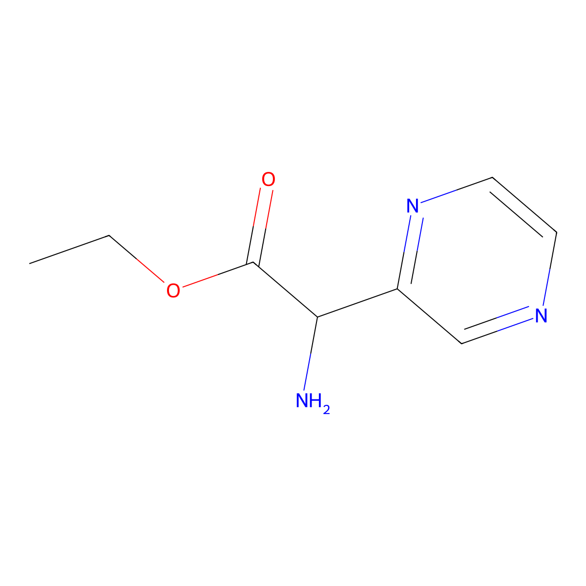 Ethyl 2-amino-2-(pyrazin-2-YL)acetate molecular structure, CAS 500993-16-8