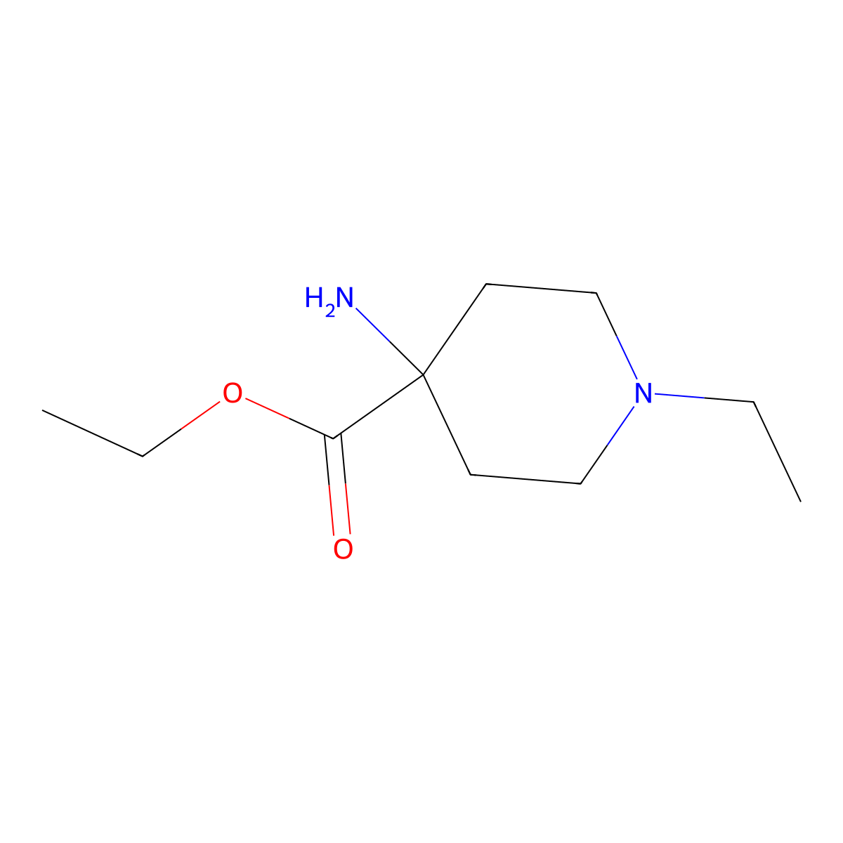 Ethyl 4-amino-1-ethylpiperidine-4-carboxylate molecular structure, CAS 500993-26-0