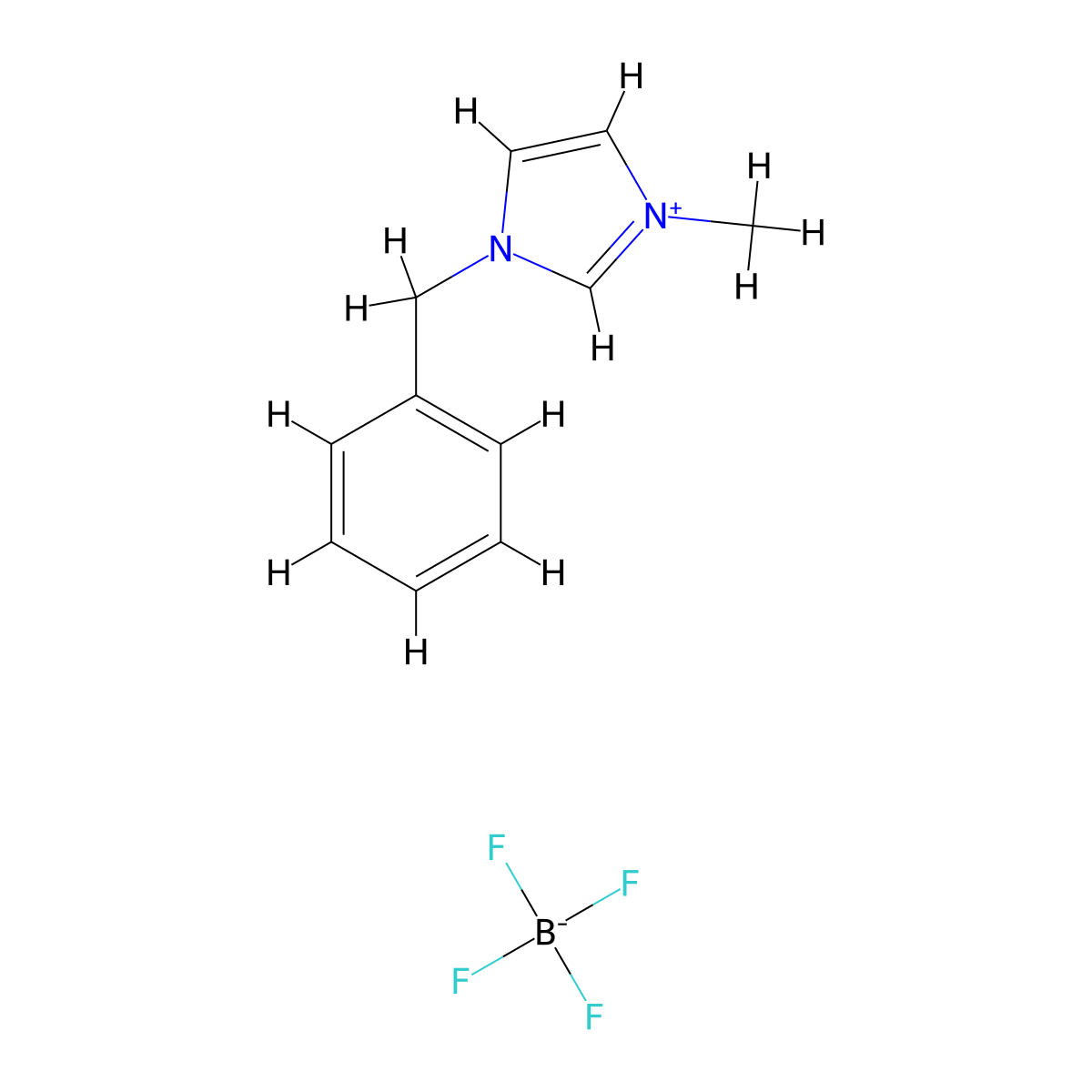 1-Benzyl-3-methylimidazolium tetrafluoroborate molecular structure, CAS 500996-04-3