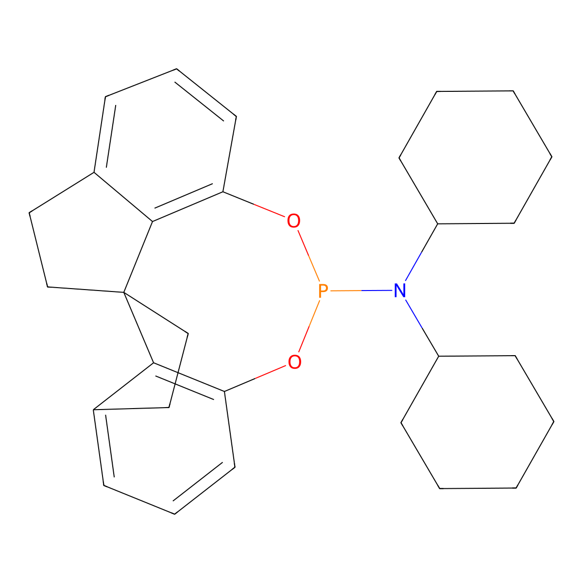 (11aR)-N,N-Dicyclohexyl-4,5,6,7-tetrahydrodiindeno[7,1-de:1',7'-fg][1,3,2]dioxaphosphocin-12-amine molecular structure, CAS 500997-68-2