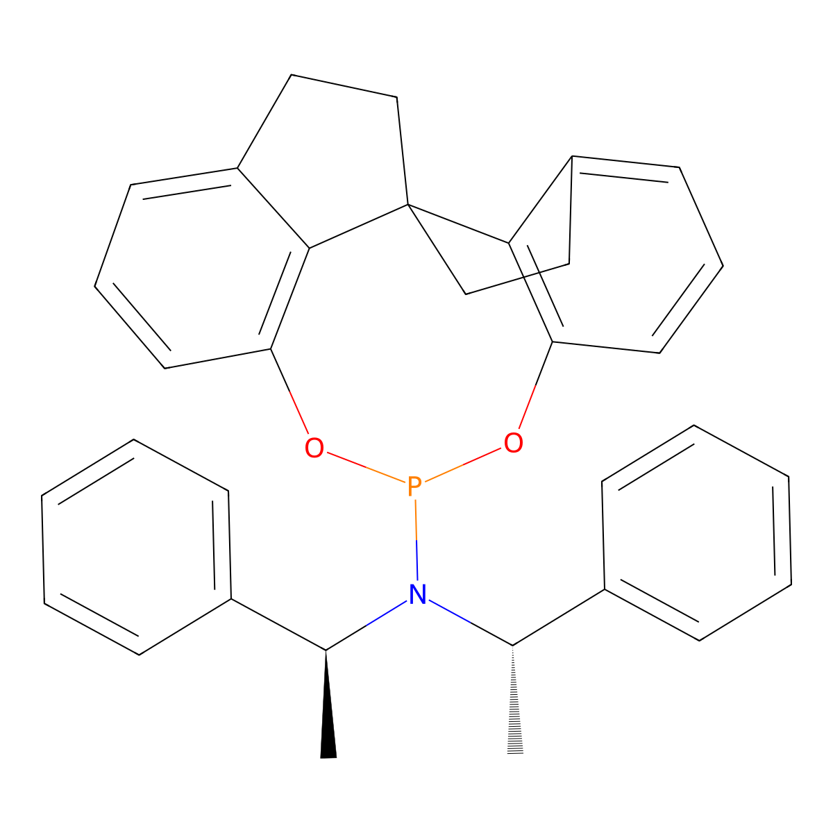 (11aR)-10,11,12,13-Tetrahydro-N,N-bis[(1R)-1-phenylethyl]diindeno[7,1-de:1',7'-fg][1,3,2]dioxaphosphocin-5-amine , (Ra,R)-SIPHOS-PE molecular structure, CAS 500997-69-3