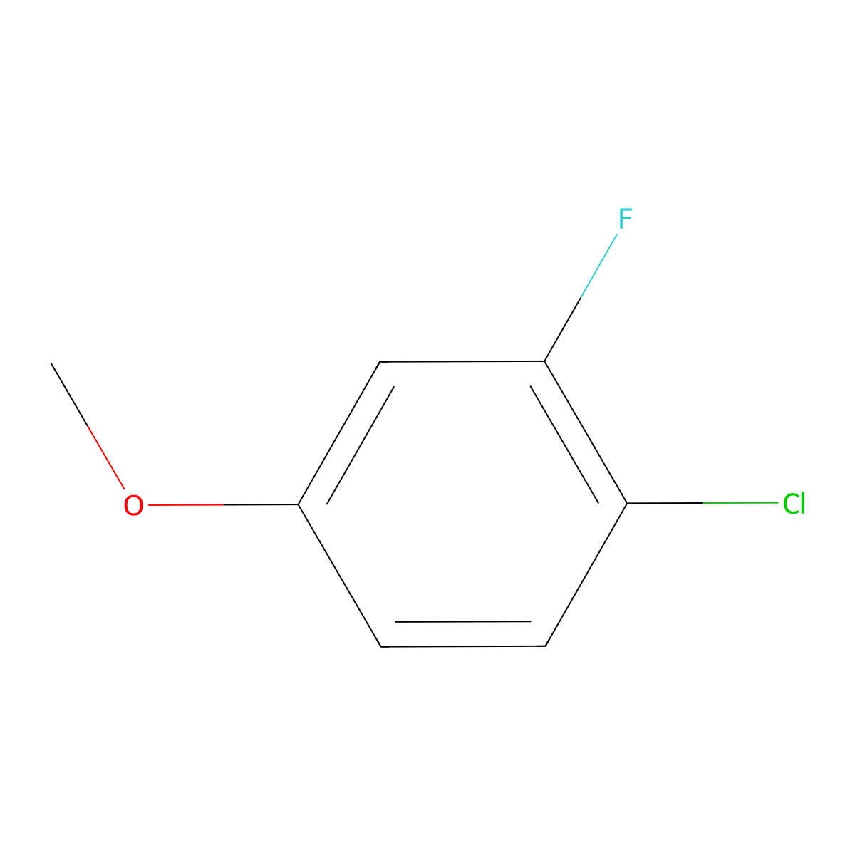 1-Chloro-2-fluoro-4-methoxybenzene molecular structure, CAS 501-29-1