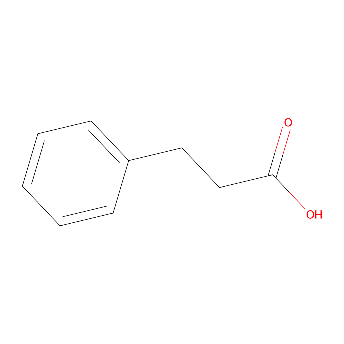 Benzenepropanoic acid molecular structure, CAS 501-52-0