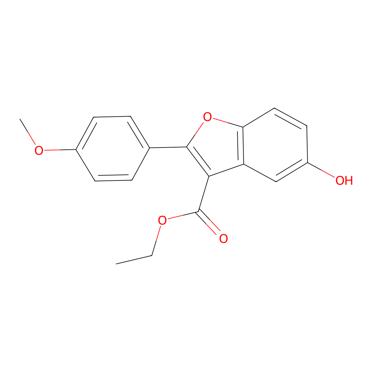 Ethyl 5-hydroxy-2-(4-methoxyphenyl)-1-benzofuran-3-carboxylate molecular structure, CAS 5010-38-8