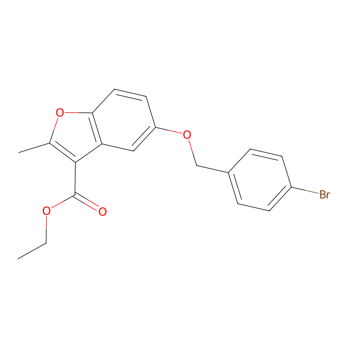 Ethyl 5-[(4-bromophenyl)methoxy]-2-methyl-1-benzofuran-3-carboxylate molecular structure, CAS 5010-42-4