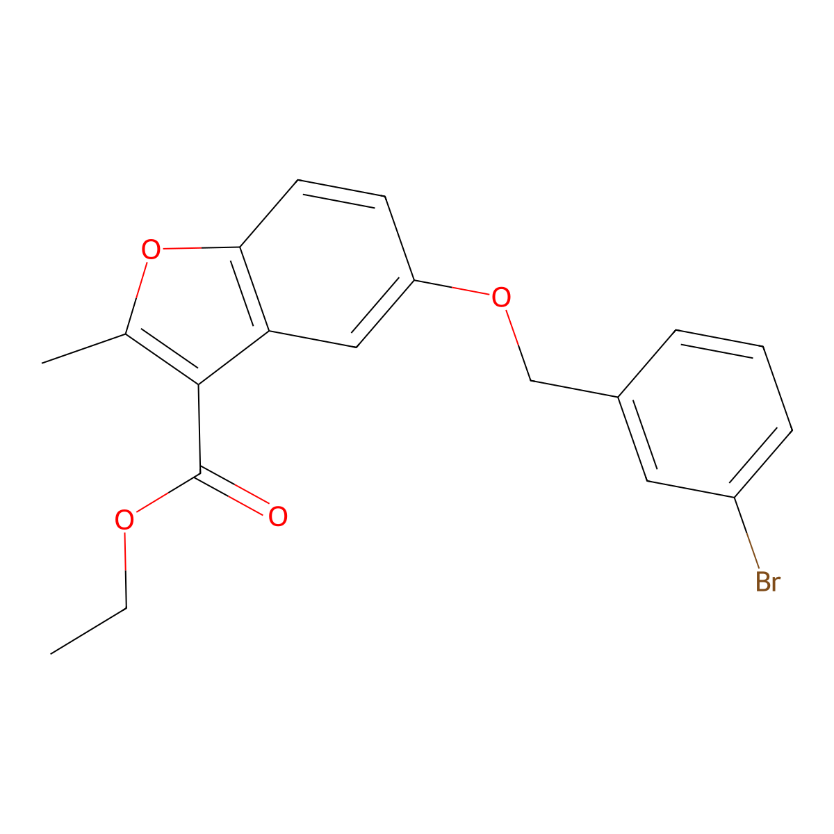 Ethyl 5-[(3-bromophenyl)methoxy]-2-methyl-1-benzofuran-3-carboxylate molecular structure, CAS 5010-43-5