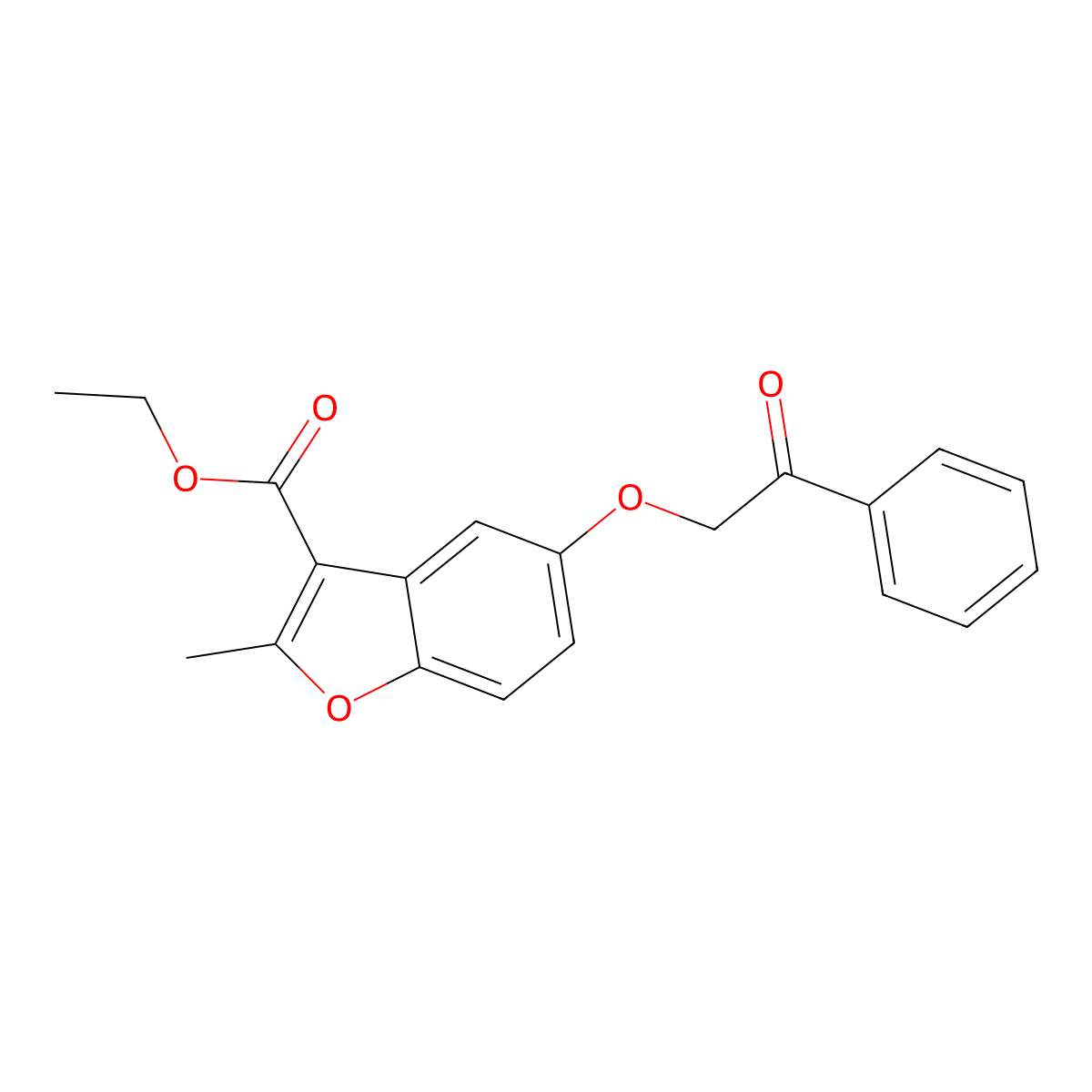 Ethyl 2-methyl-5-(2-oxo-2-phenylethoxy)-1-benzofuran-3-carboxylate molecular structure, CAS 5010-45-7
