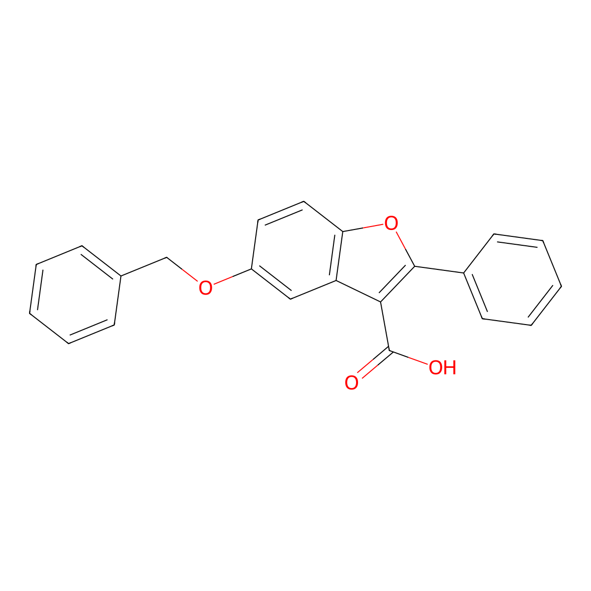 5-(Benzyloxy)-2-phenyl-1-benzofuran-3-carboxylic acid molecular structure, CAS 5010-64-0