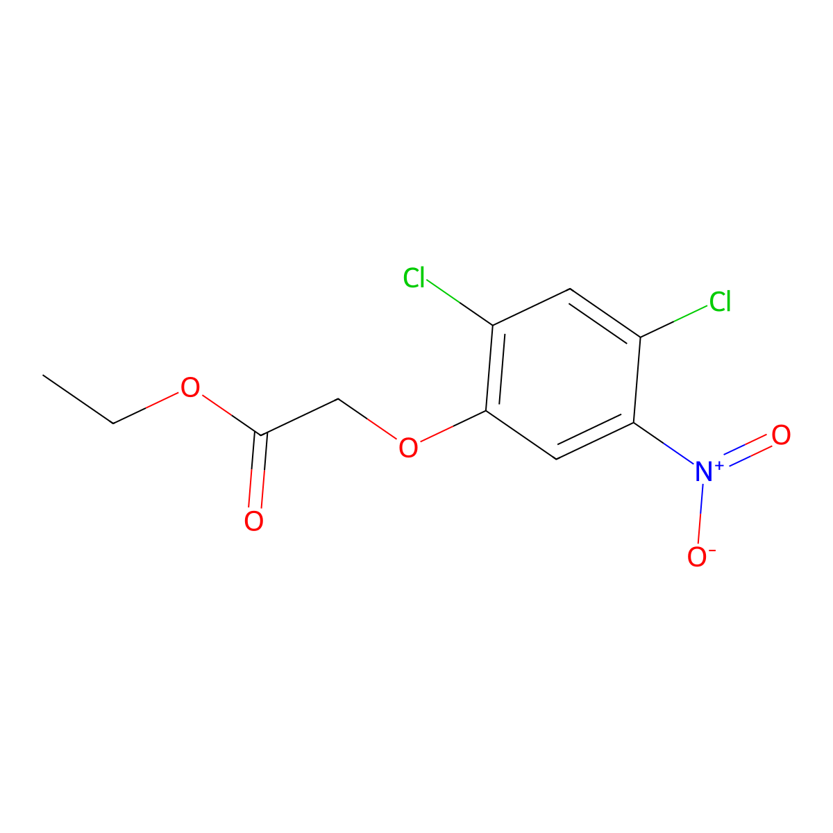 Ethyl 2-(2,4-dichloro-5-nitrophenoxy)acetate molecular structure, CAS 501008-85-1