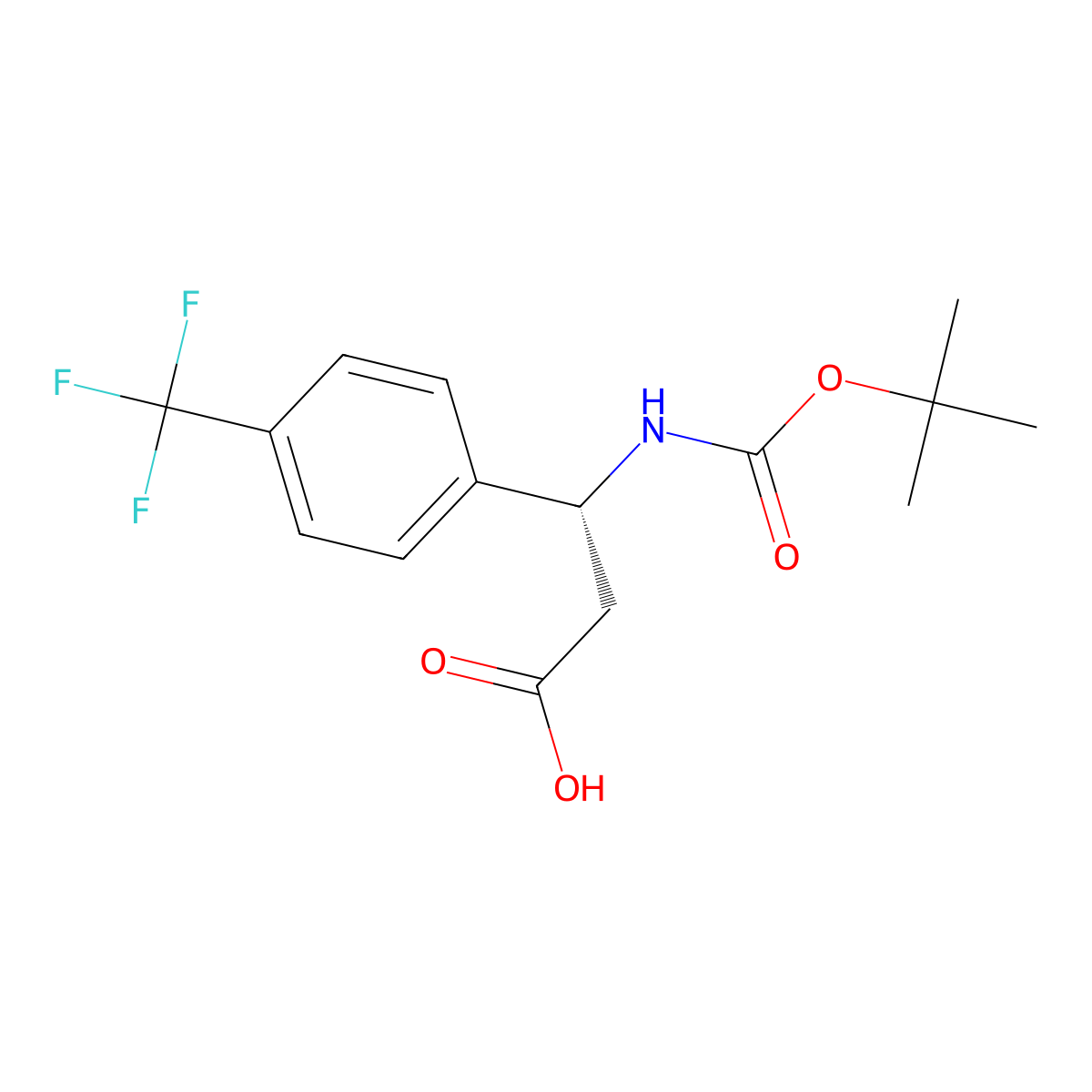 (R)-3-((tert-Butoxycarbonyl)amino)-3-(4-(trifluoromethyl)phenyl)propanoic acid molecular structure, CAS 501015-19-6