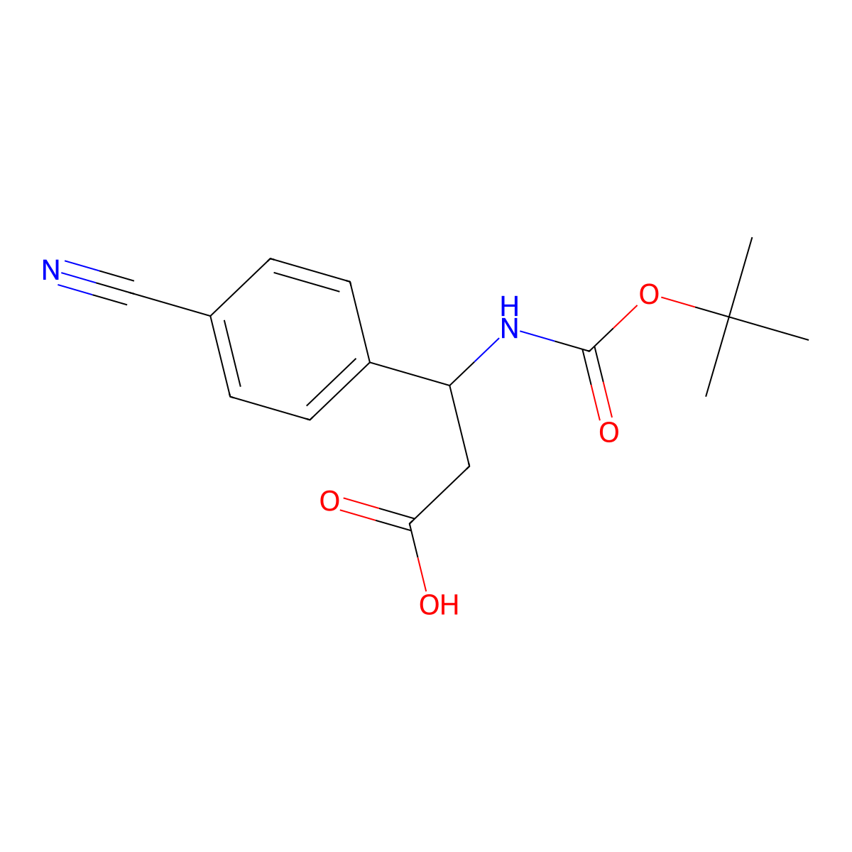 (R)-3-((tert-Butoxycarbonyl)amino)-3-(4-cyanophenyl)propanoic acid molecular structure, CAS 501015-22-1