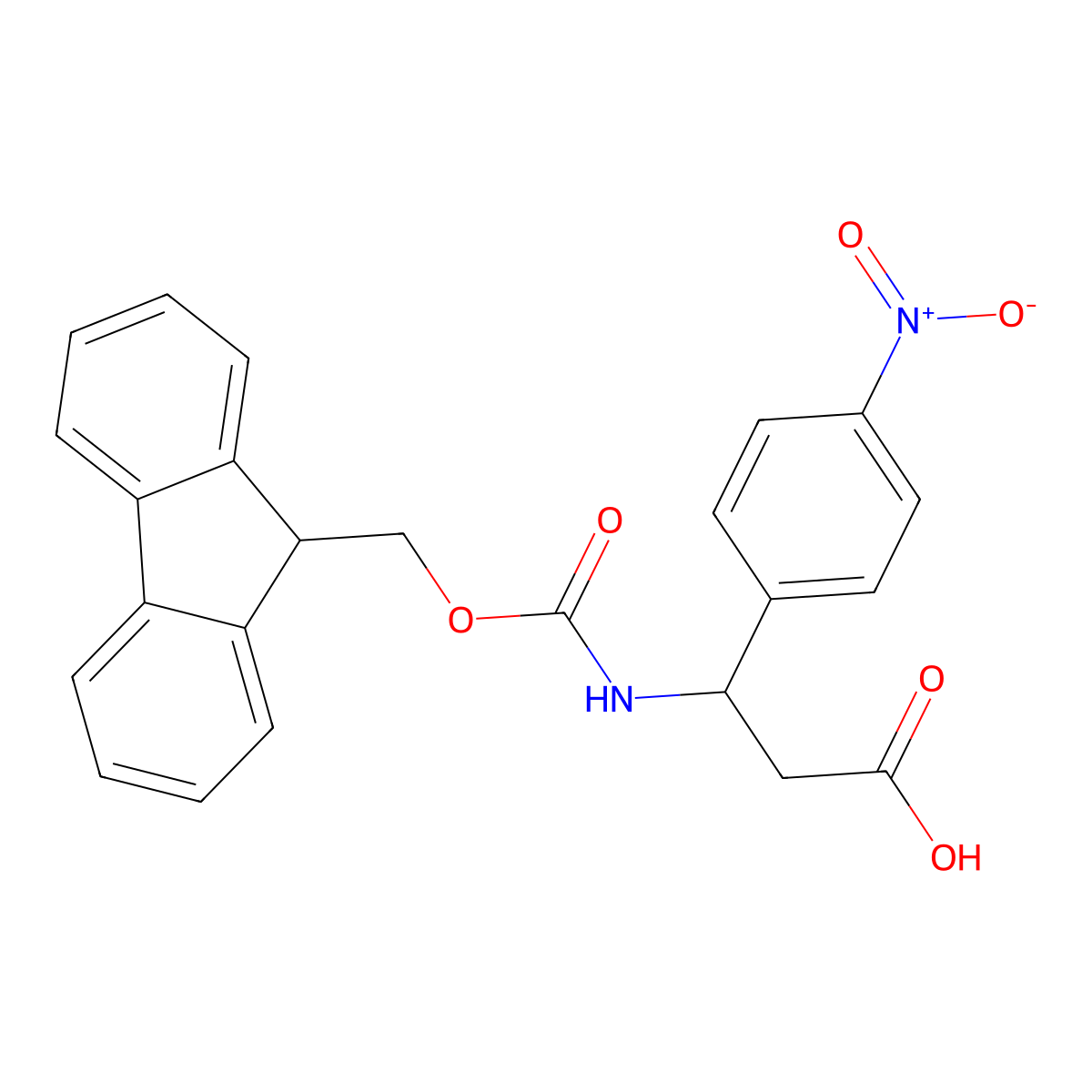 (S)-3-((((9H-Fluoren-9-yl)methoxy)carbonyl)amino)-3-(4-nitrophenyl)propanoic acid molecular structure, CAS 501015-25-4