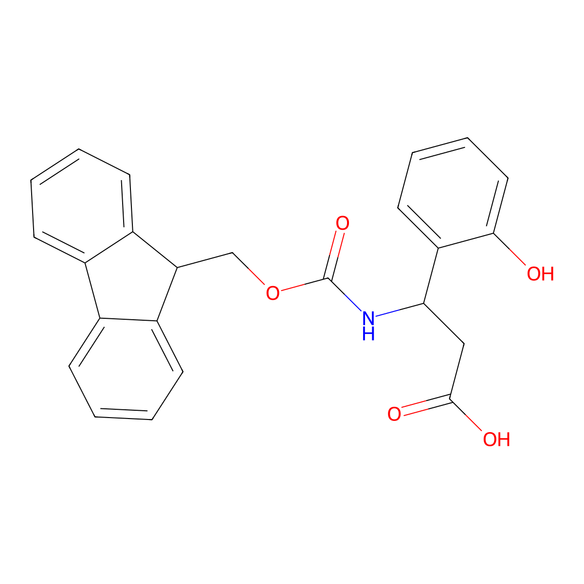(S)-3-((((9H-Fluoren-9-yl)methoxy)carbonyl)amino)-3-(2-hydroxyphenyl)propanoic acid molecular structure, CAS 501015-31-2