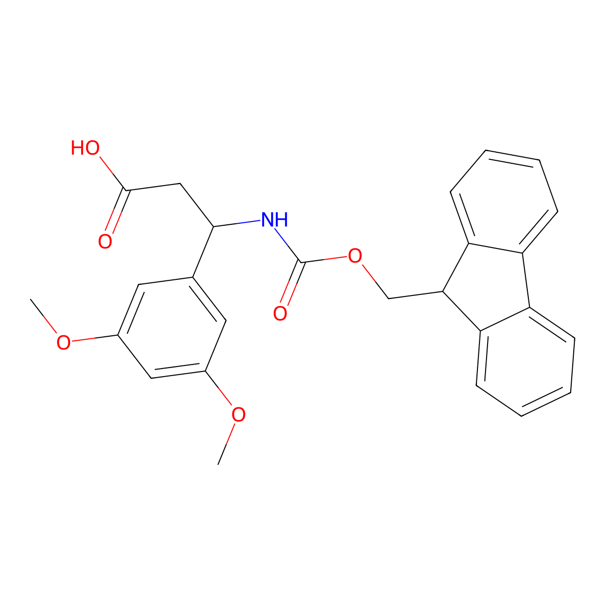 (S)-3-((((9H-Fluoren-9-yl)methoxy)carbonyl)amino)-3-(3,5-dimethoxyphenyl)propanoic acid molecular structure, CAS 501015-38-9