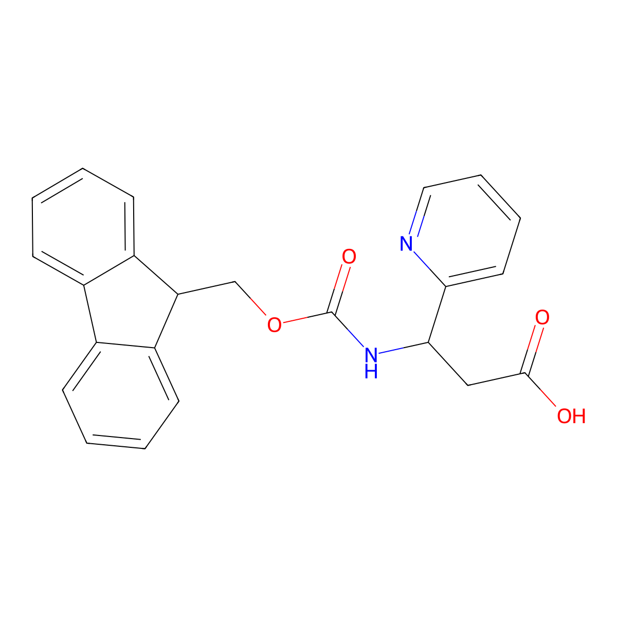 (3S)-3-({[(9H-fluoren-9-yl)methoxy]carbonyl}amino)-3-(pyridin-2-yl)propanoic acid molecular structure, CAS 501015-39-0